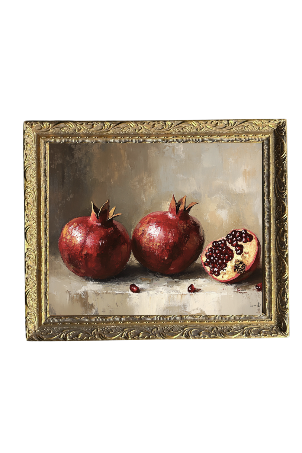 Antique Pomegranate | French Brass Gold Mould Framed Art