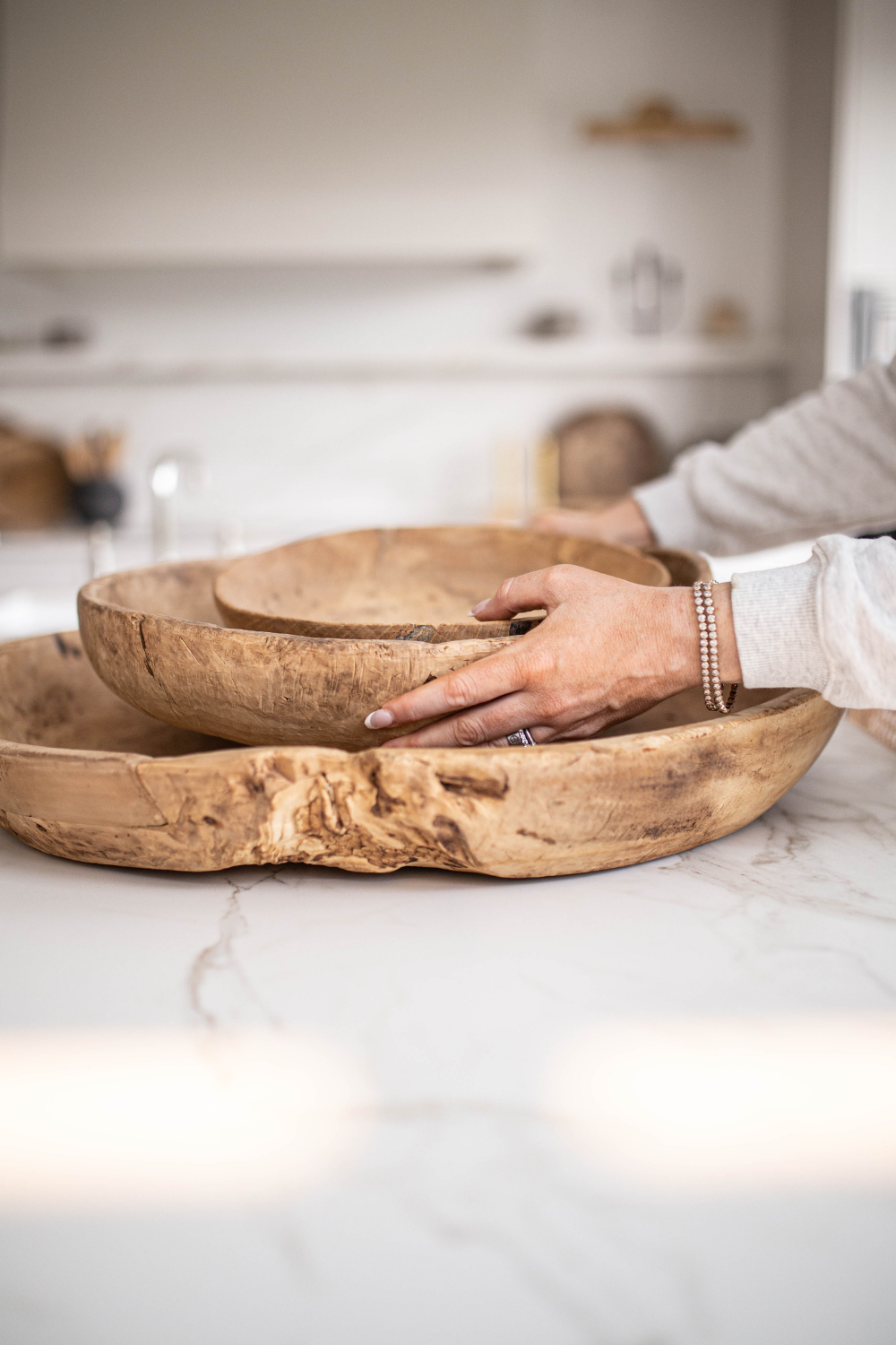 Vintage Round Wood Basins - Luxe B Co