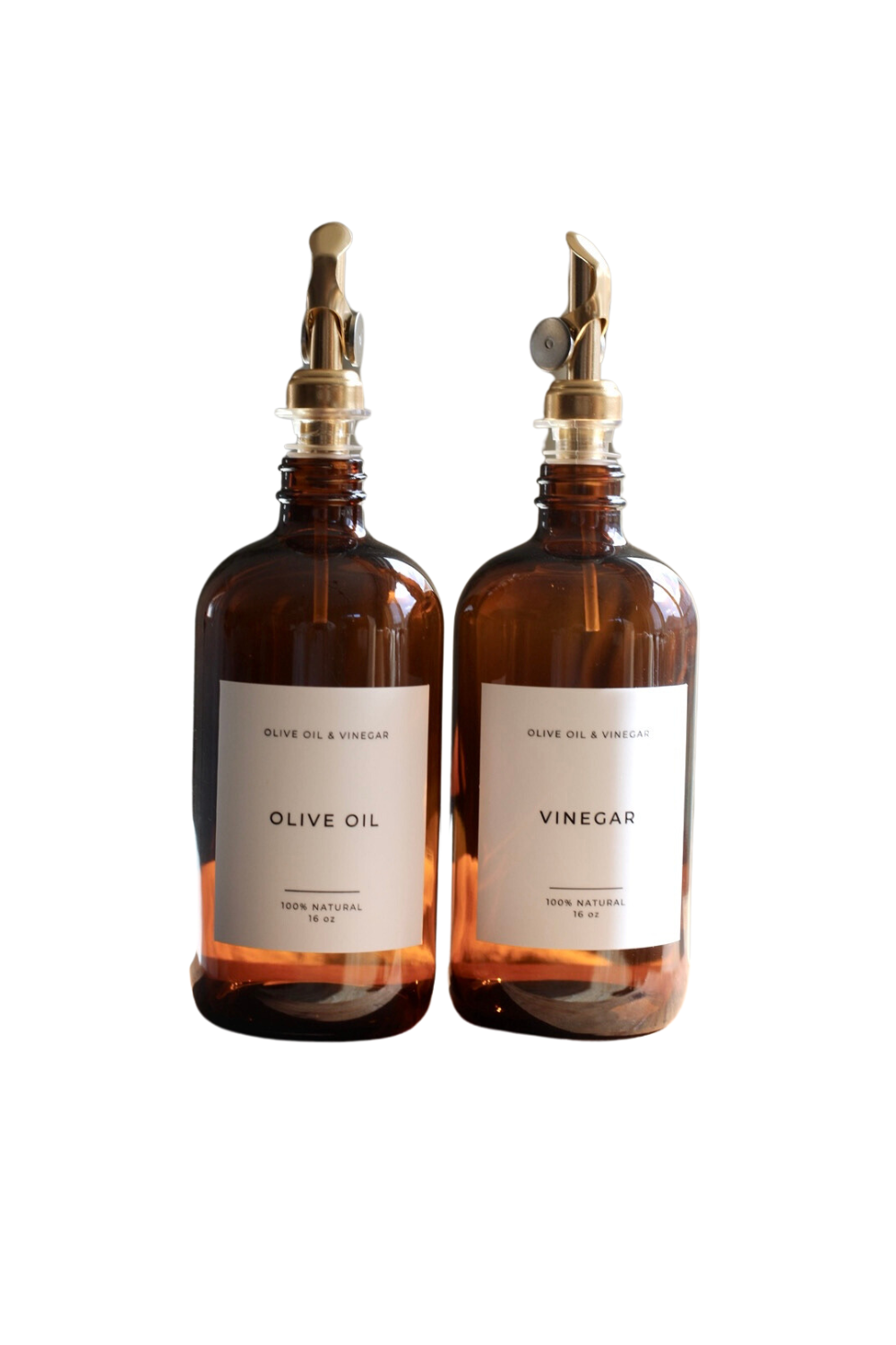 Olive & Vinegar Glass Amber Bottles - Luxe B Co