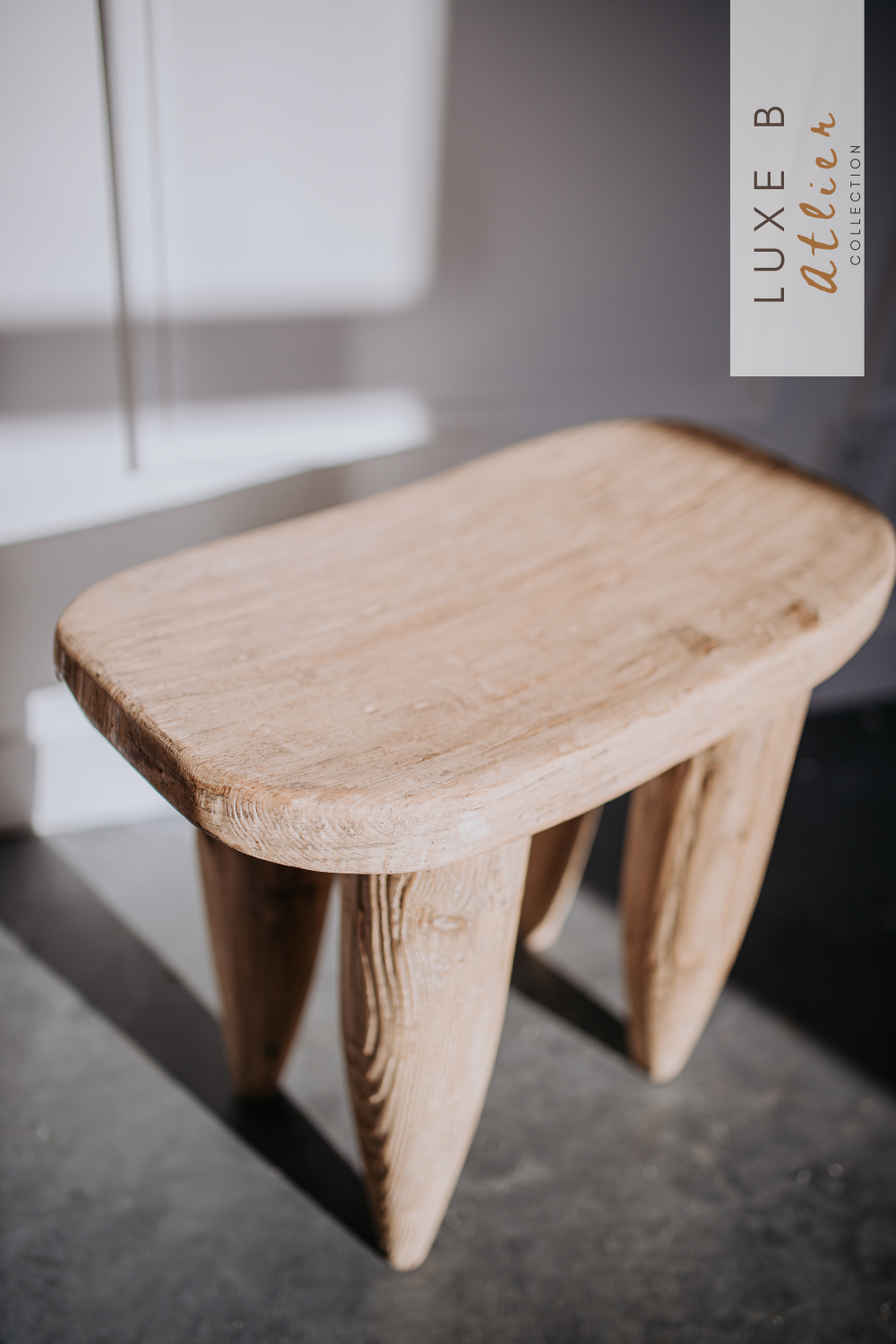 Senufo Stool Bench Natural Elm Large - Luxe B Co