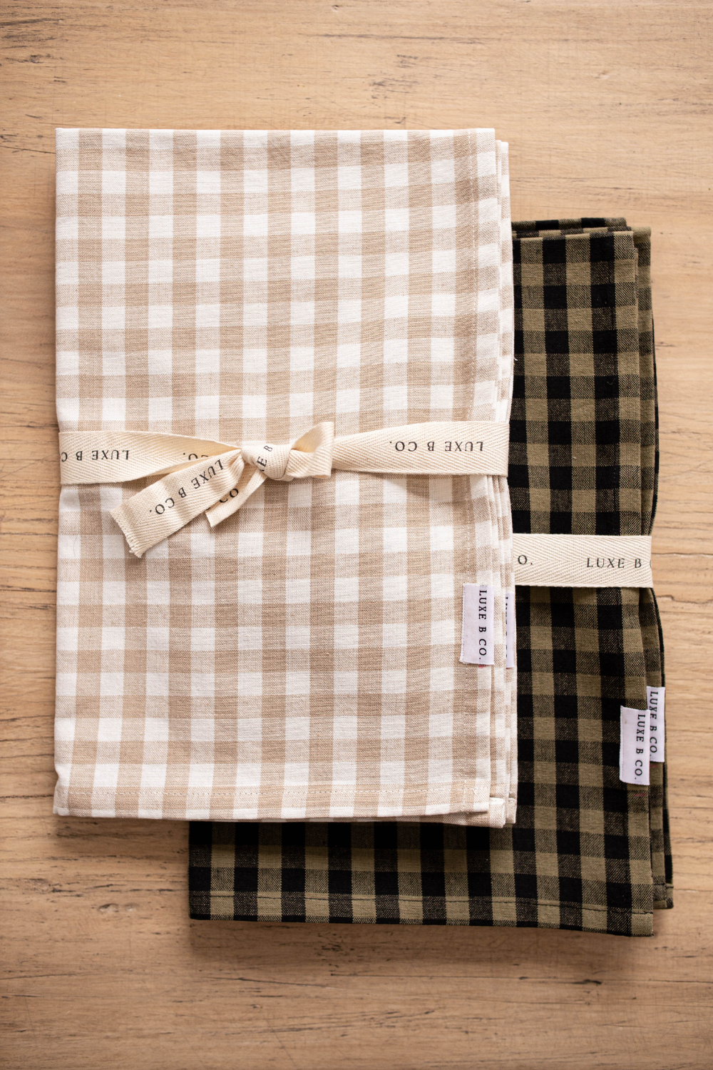 Beige Gingham Kitchen Dish Towel - Luxe B Co