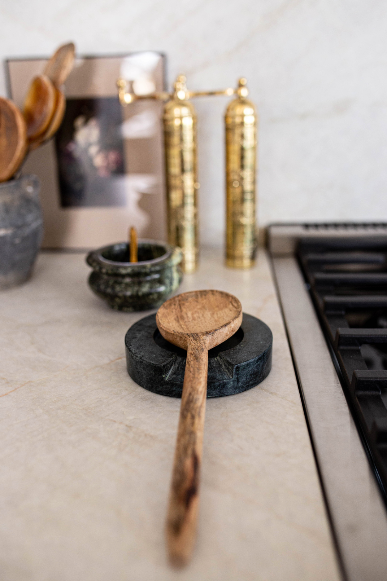 Turned Emerald Green Marble Round Spoon Rest | By Luxe B Co. 