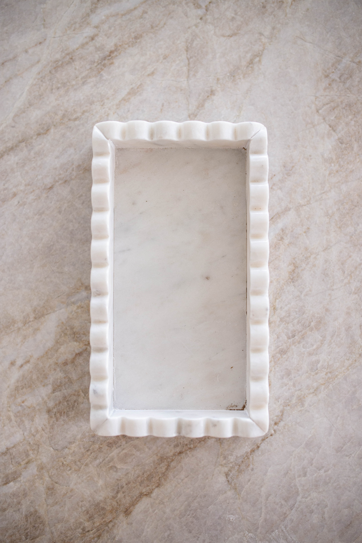 White Marble Scalloped Bridge Tray | By Luxe B Co.