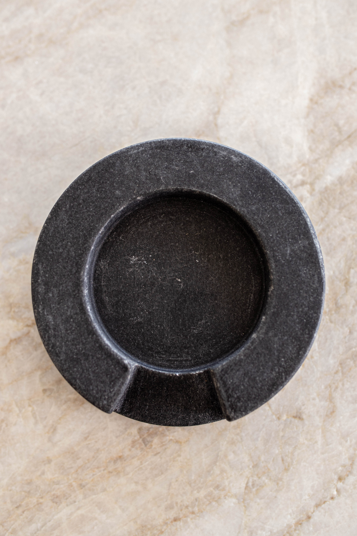 Turned Charcoal Marble Round Spoon Rest | By Luxe B Co. 