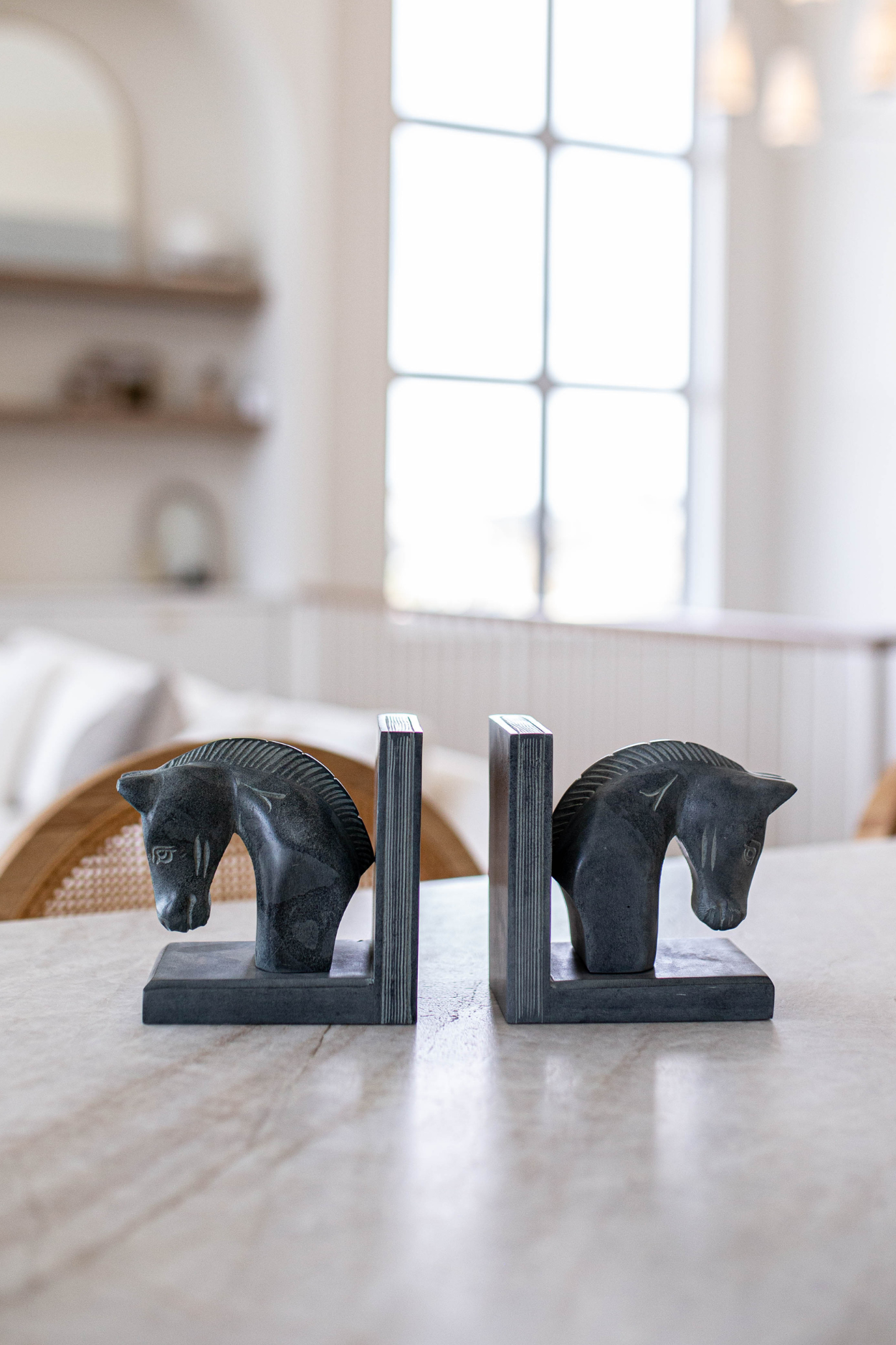 Hand Carved Stone Horses Bookends | By Luxe B Co. 