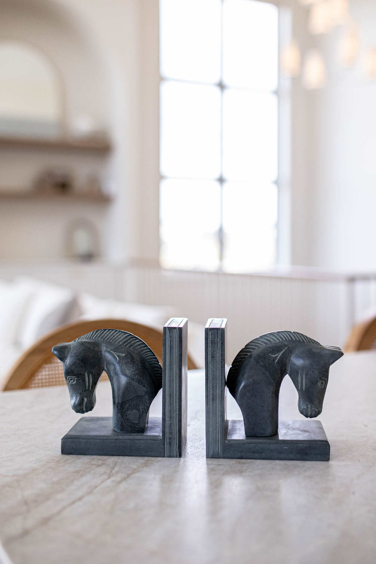 Hand Carved Stone Horses Bookends | By Luxe B Co. 