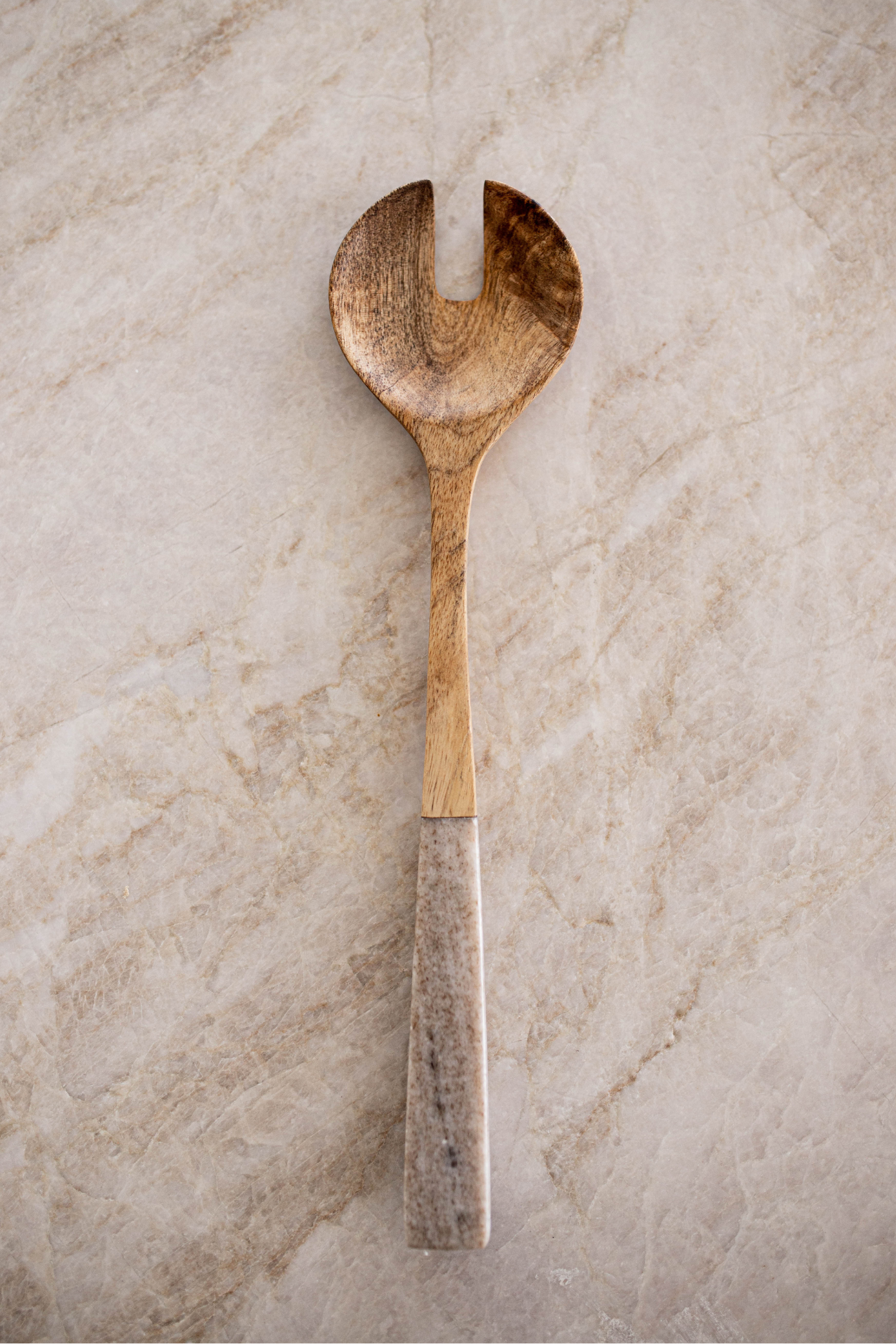 Mango Wood Serving Spoons with Marble Detailing | By Luxe B Co. 