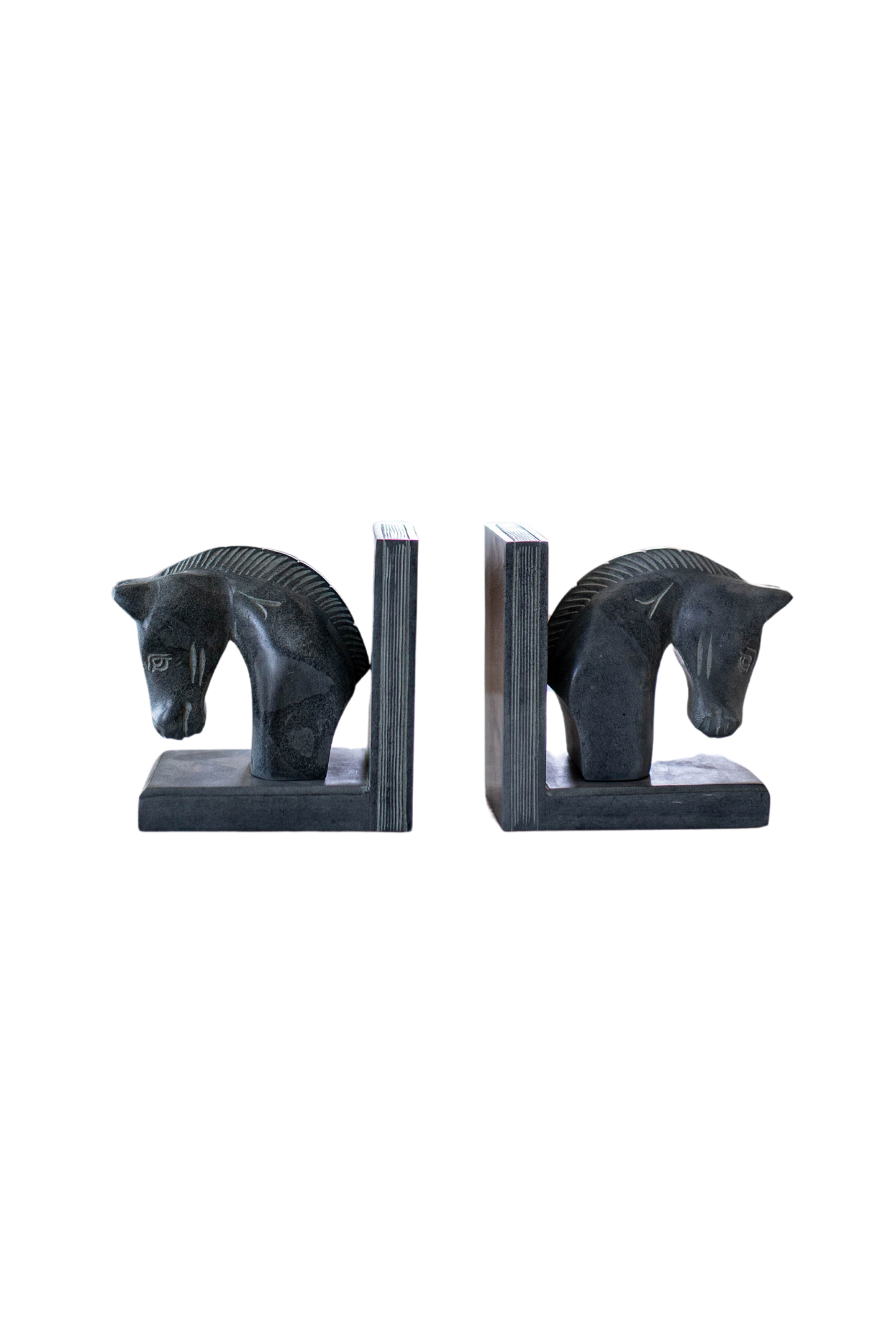 Hand Carved Stone Horses Bookends | By Luxe B Co. 