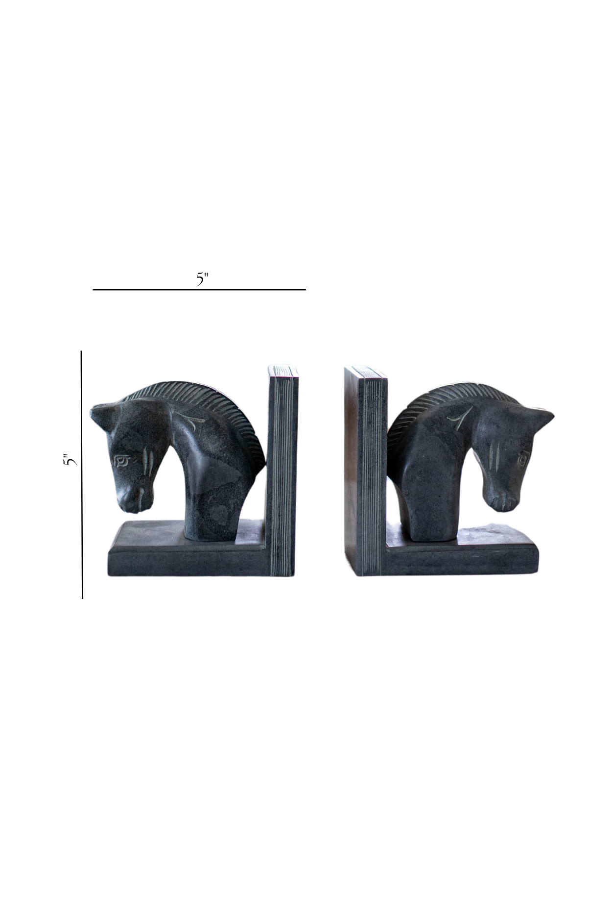 Hand Carved Stone Horses Bookends | By Luxe B Co. 