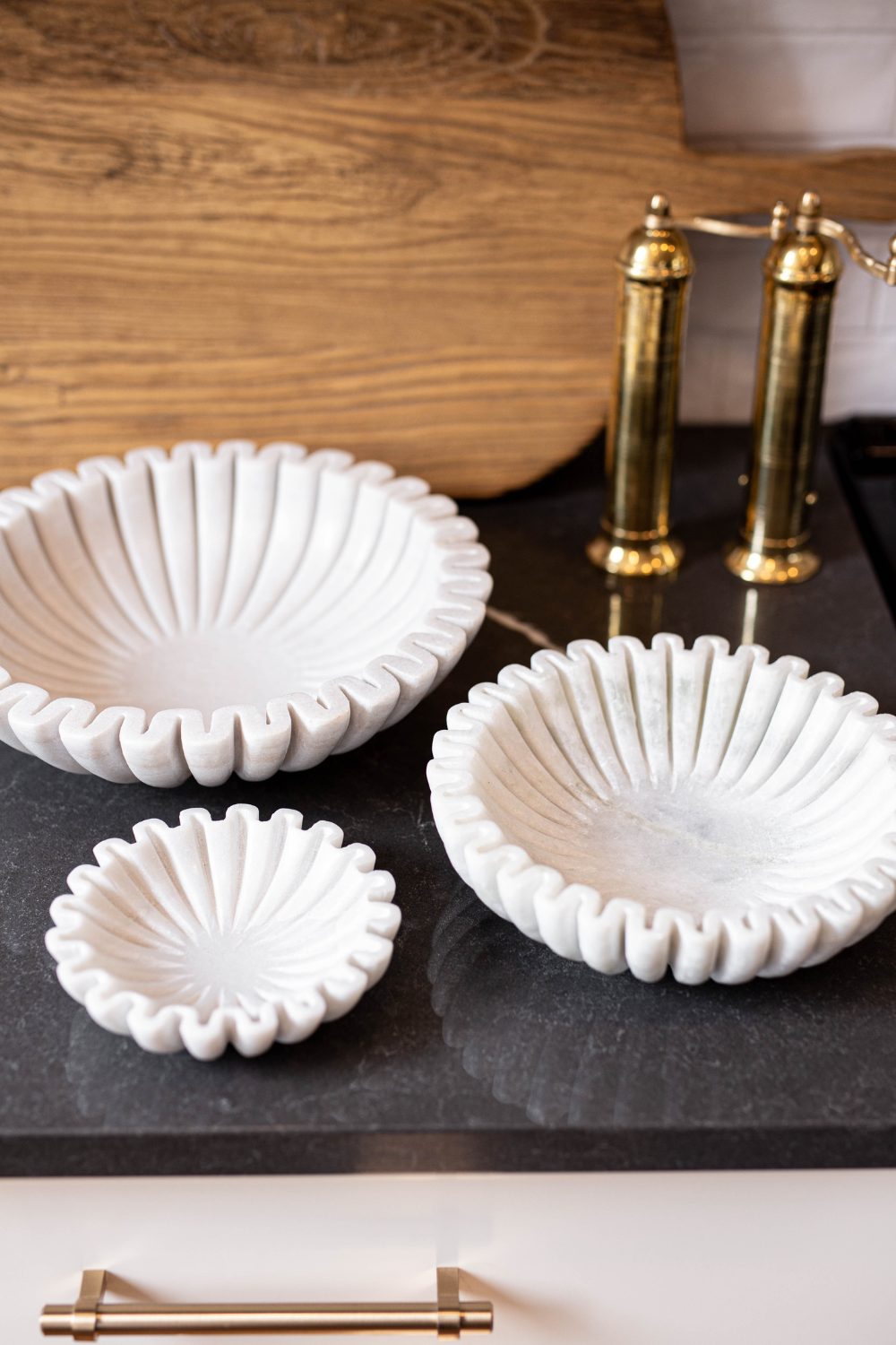 Marble Fluted Scalloped Bowls Small - Luxe B Co