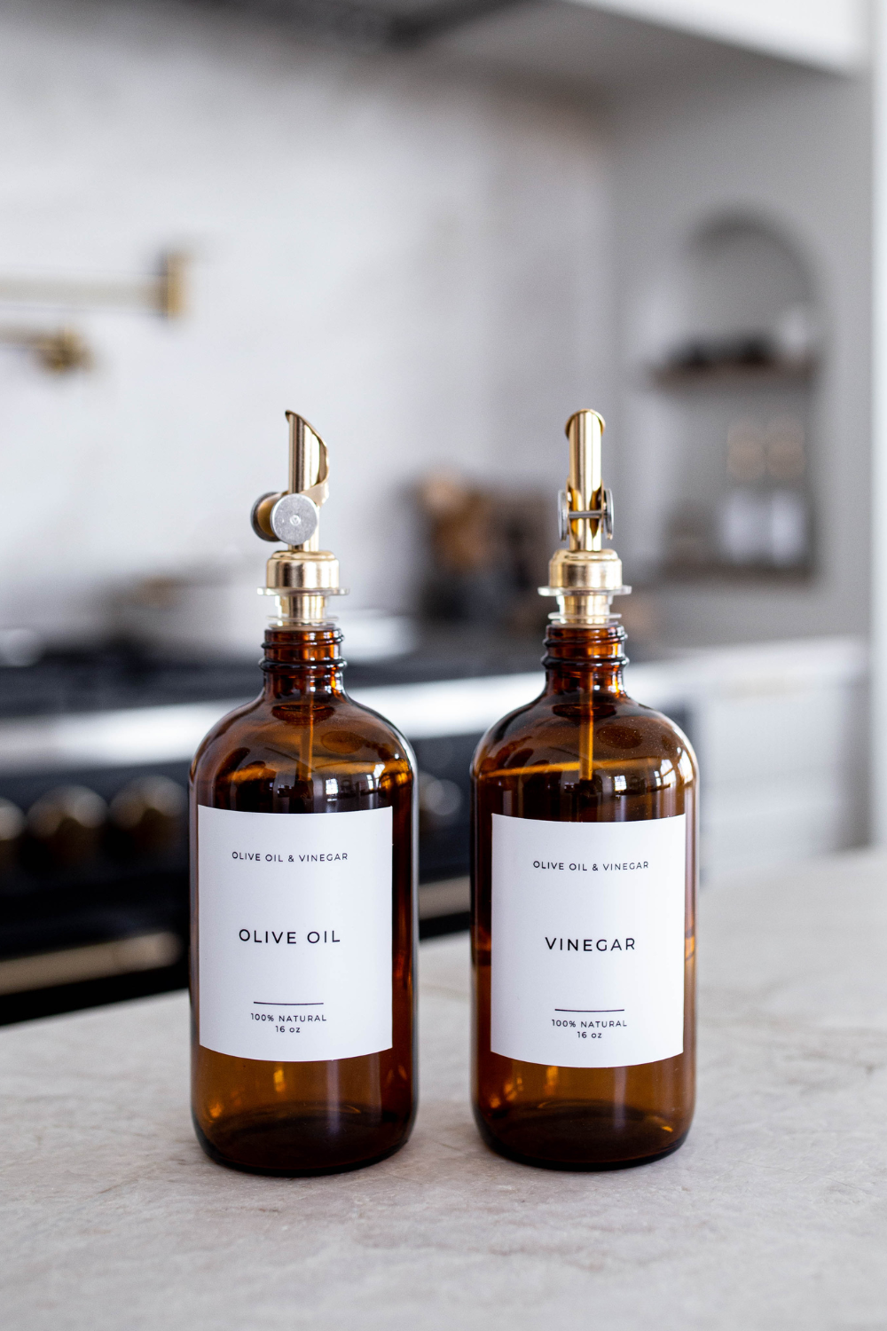 Olive & Vinegar Glass Amber Bottles - Luxe B Co