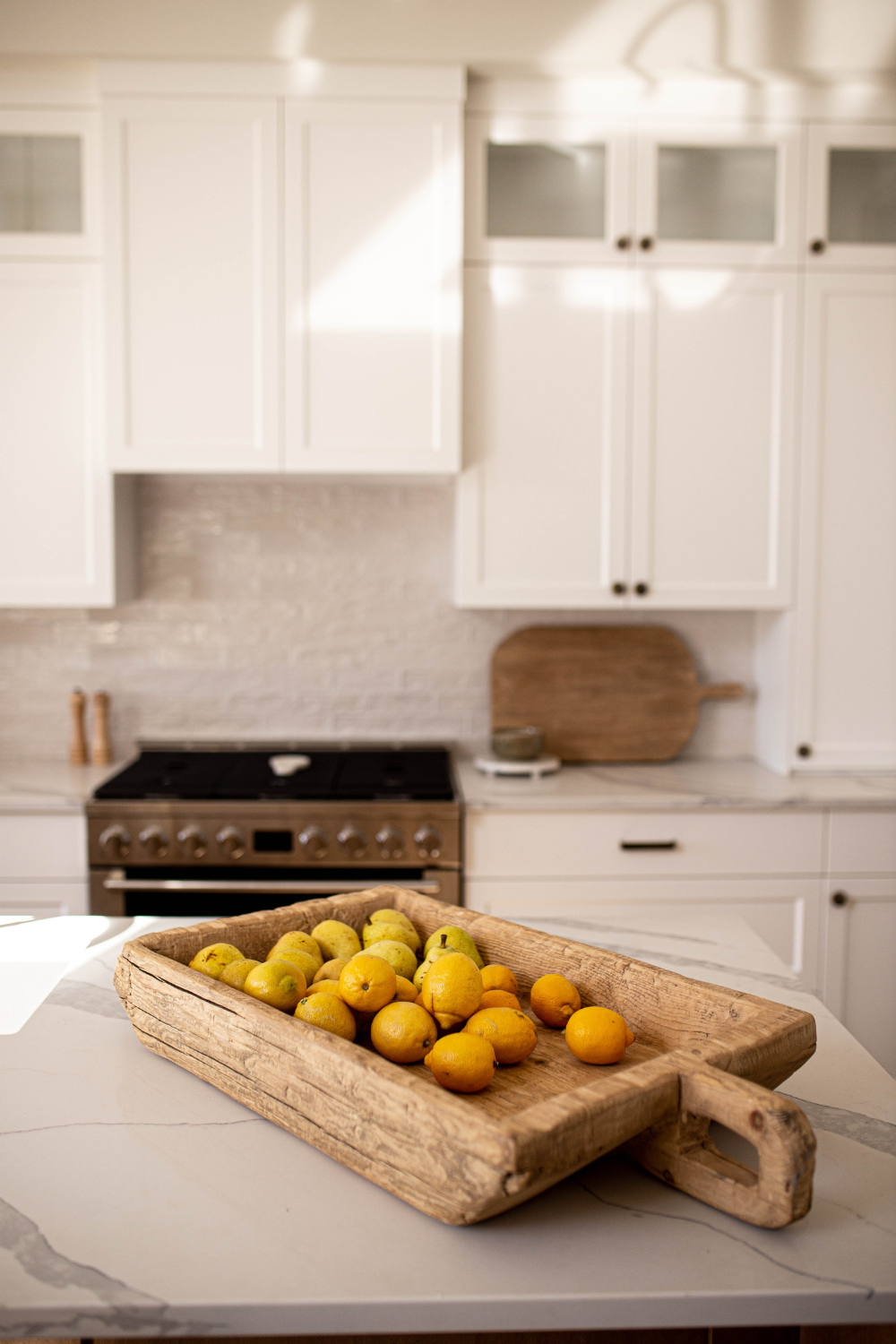 Square Elm Wood Basin Large with Handle - Luxe B Co