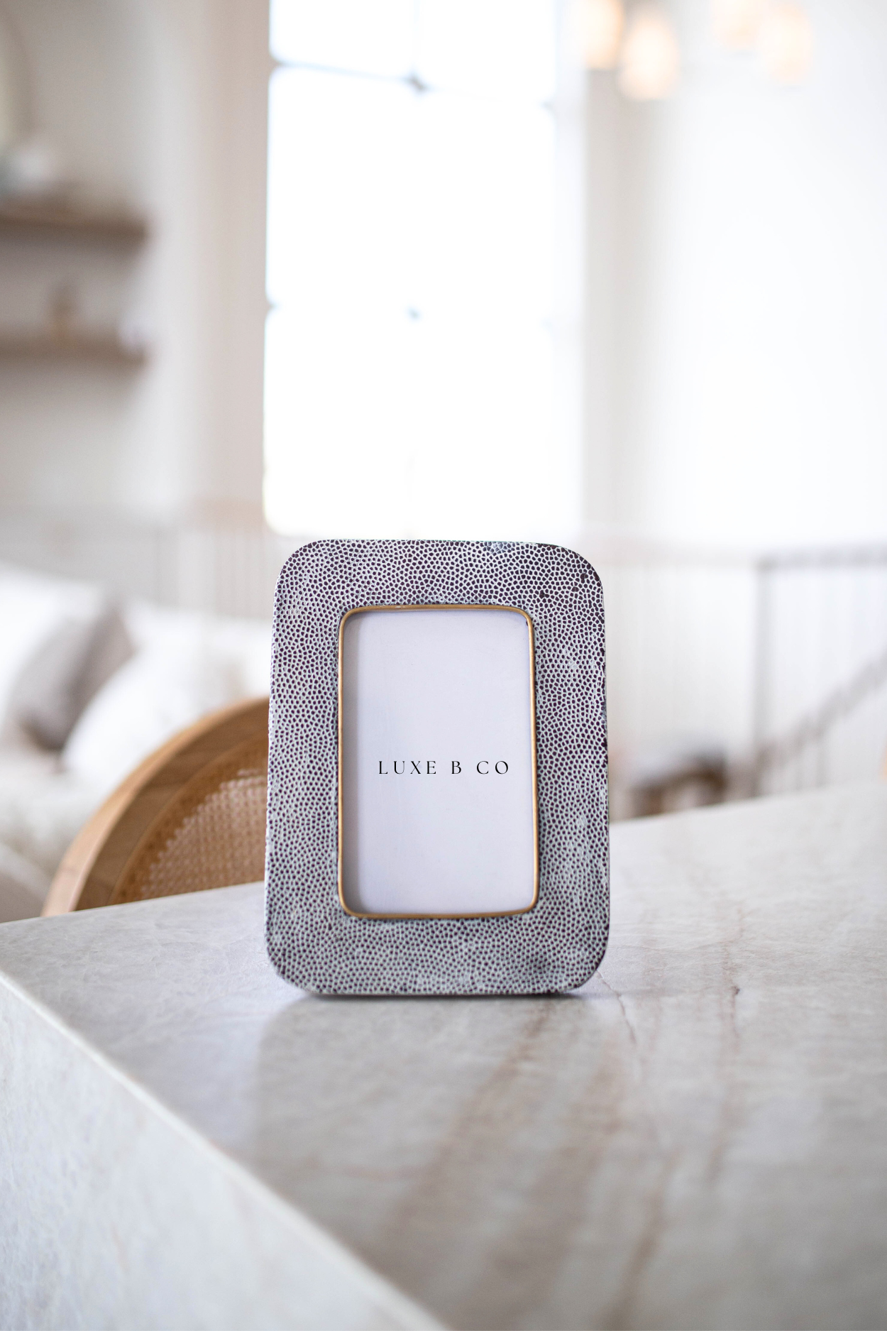 Brass & Leather Grey Photo Frame - Luxe B Co