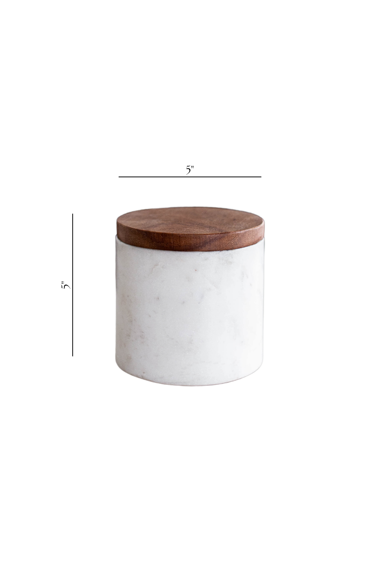 Stone Turned White Marble Jar With Acacia Wood Lid | By Luxe B Co. 