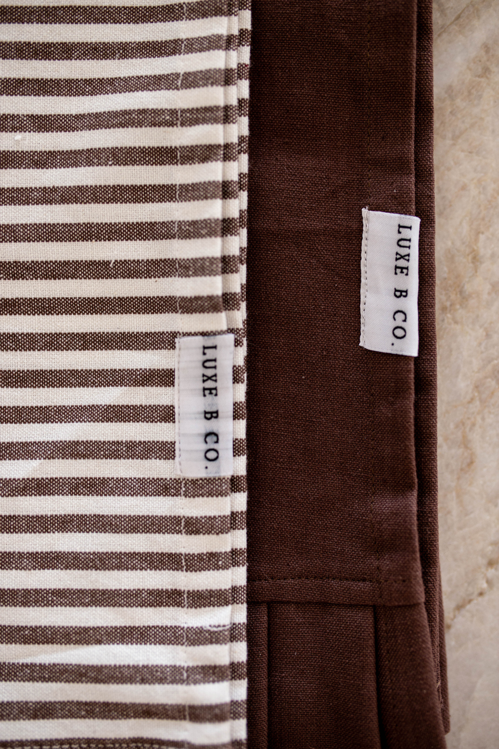 Brown & White Stripes Ruffle Kitchen Dish Towel - Luxe B Co