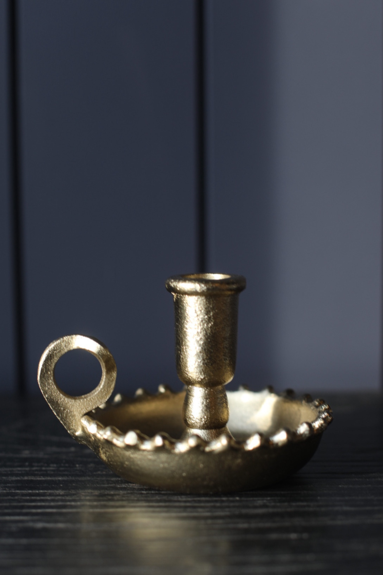 Scalloped Gold Candle Holder