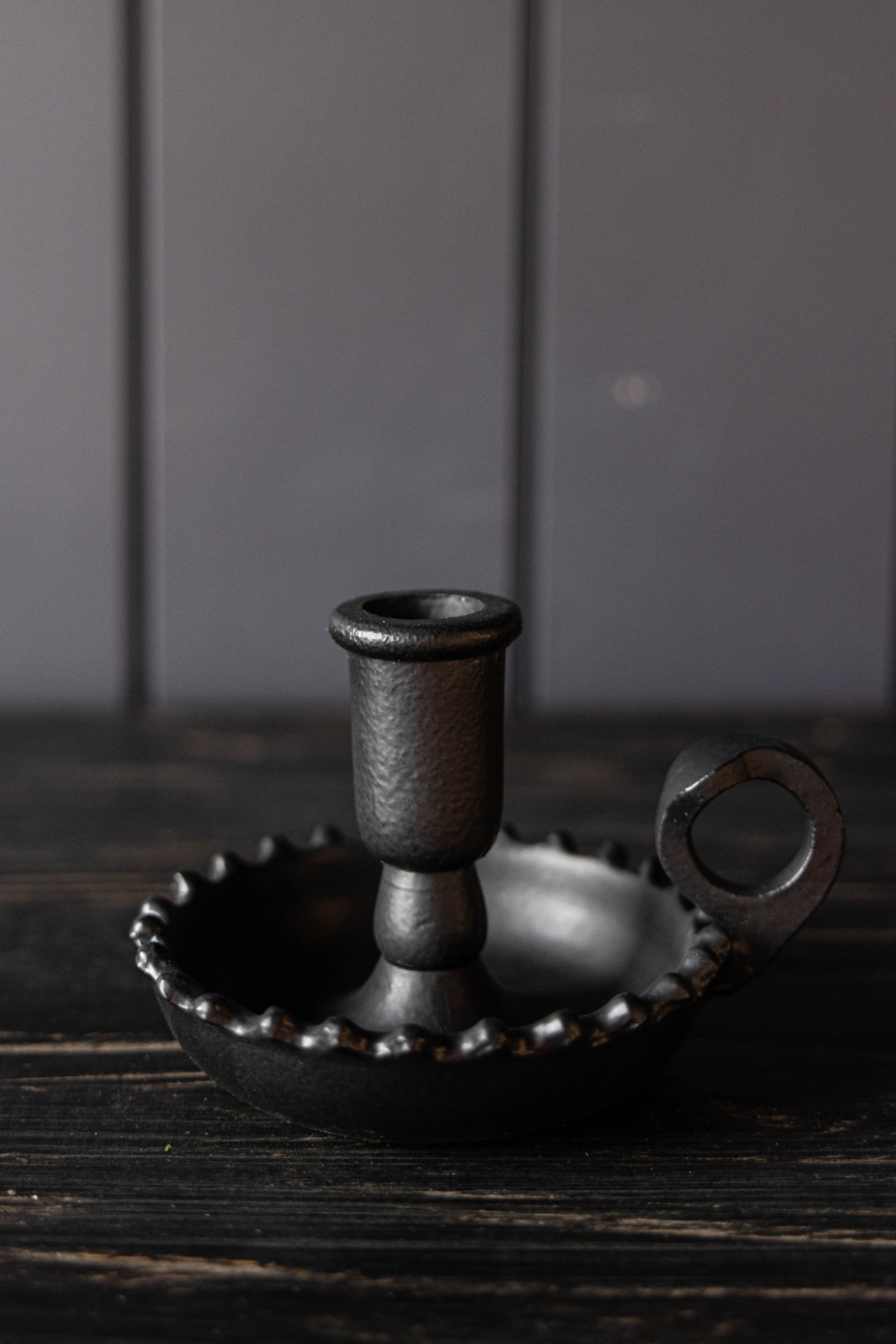 Scalloped Black Candle Holder