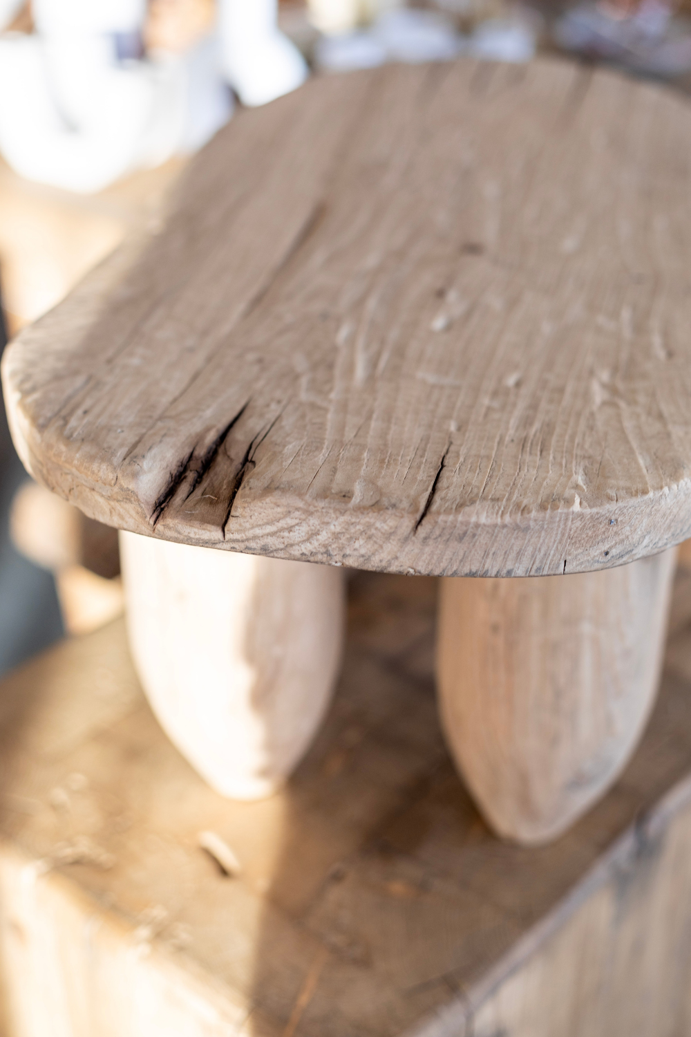 Senufo Stool Bench Natural Elm Small - Luxe B Co