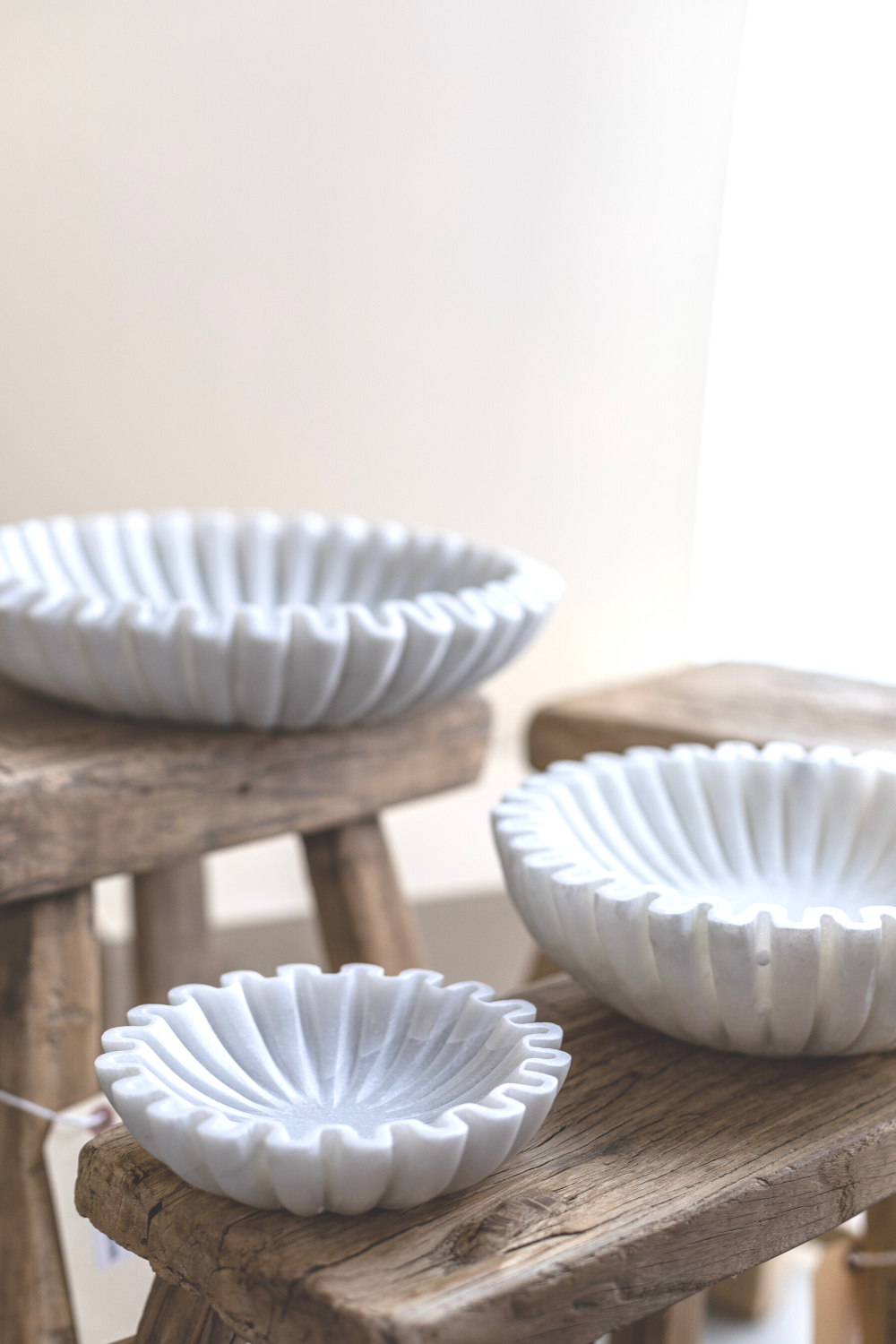 Marble Fluted Scalloped Bowls Small - Luxe B Co