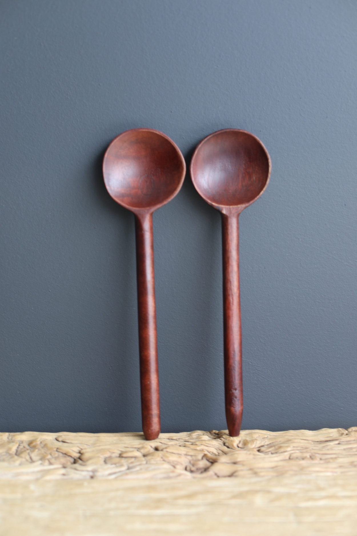 Hand Carved Mango Wood Spoons Hazelnut (set of 2) - Luxe B Co