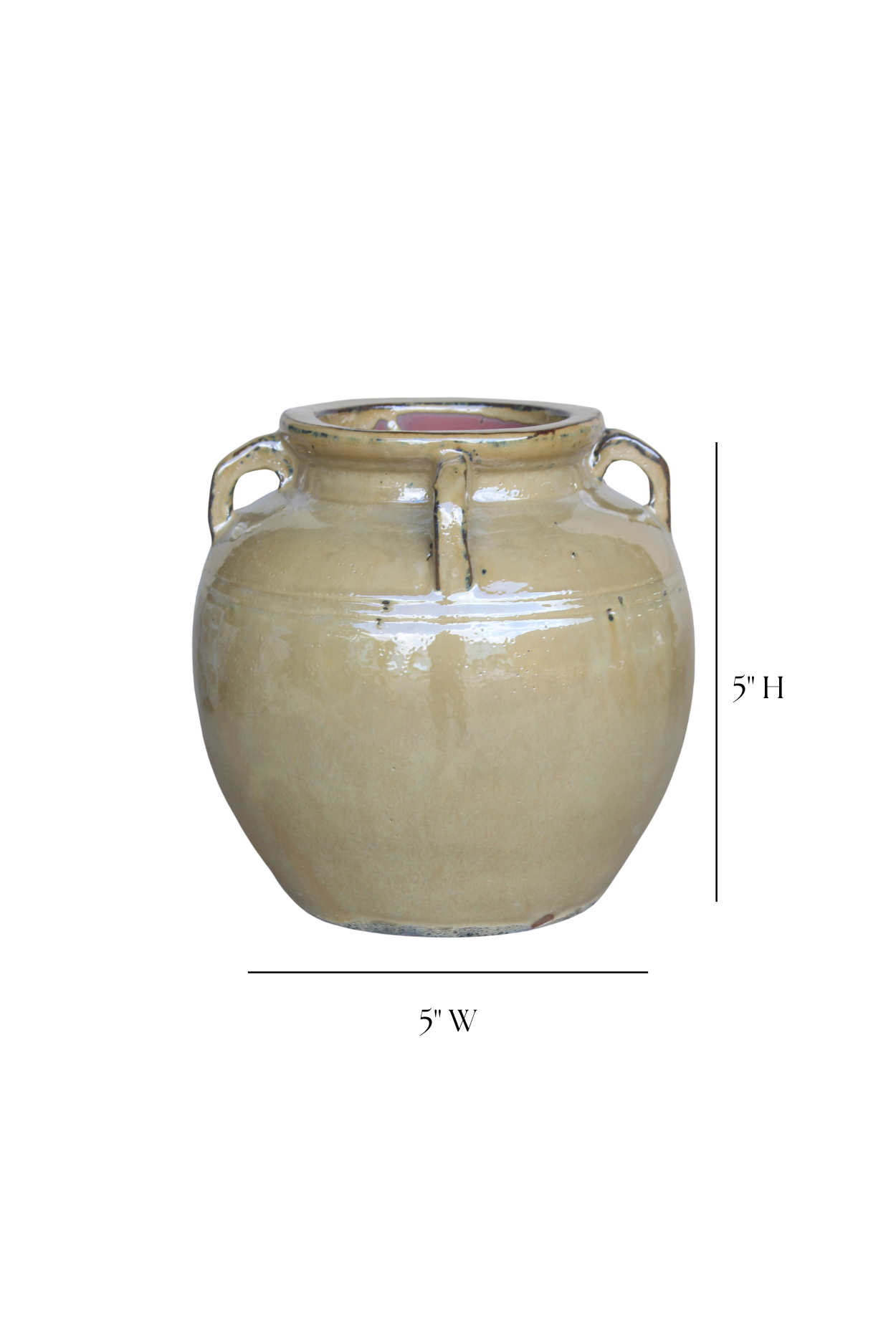 Chevalier Cream Glazed Vase With Handles Small | By Luxe B Co. 