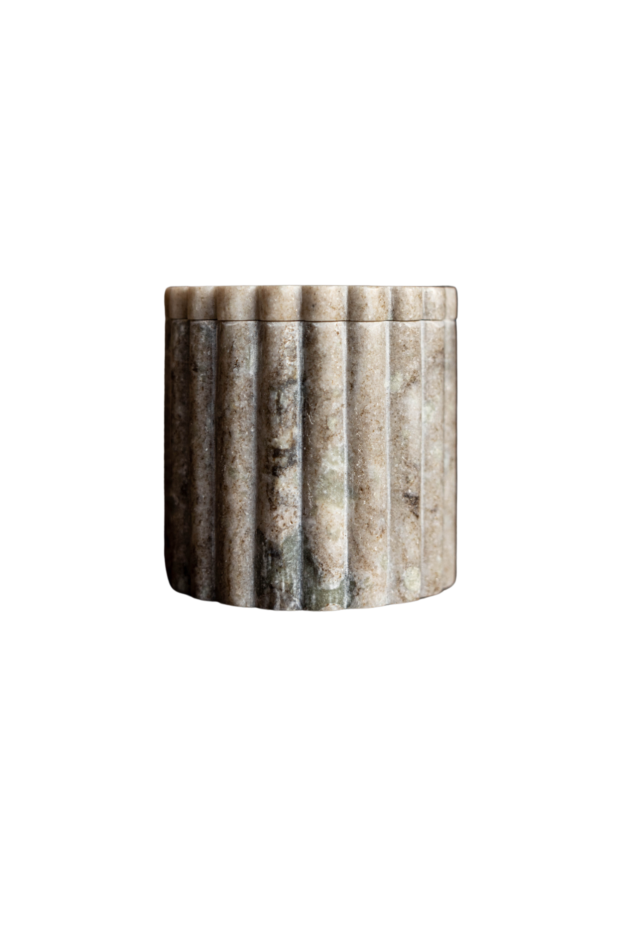 Beige Marble Fluted Jar | By Luxe B Co.