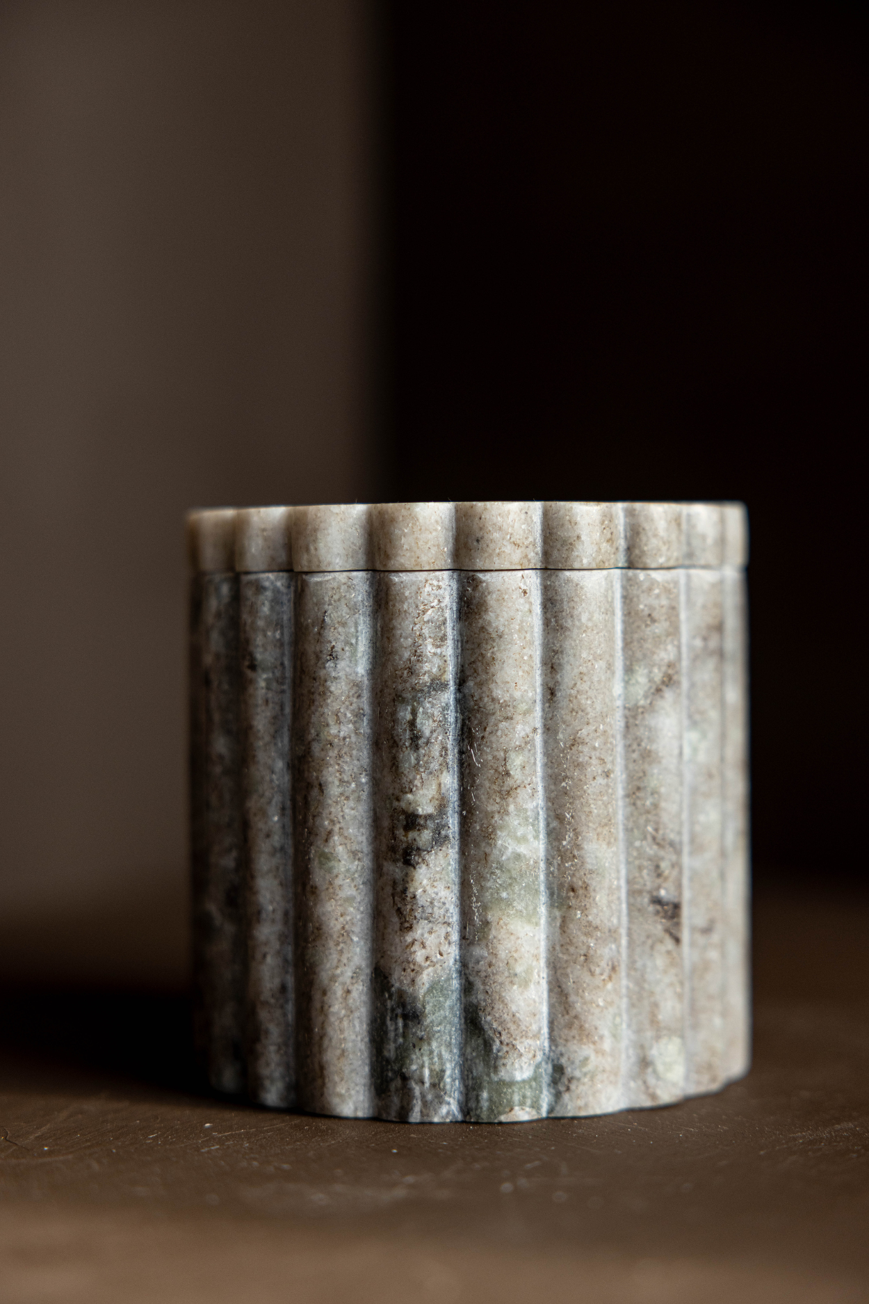 Beige Marble Fluted Jar | By Luxe B Co.