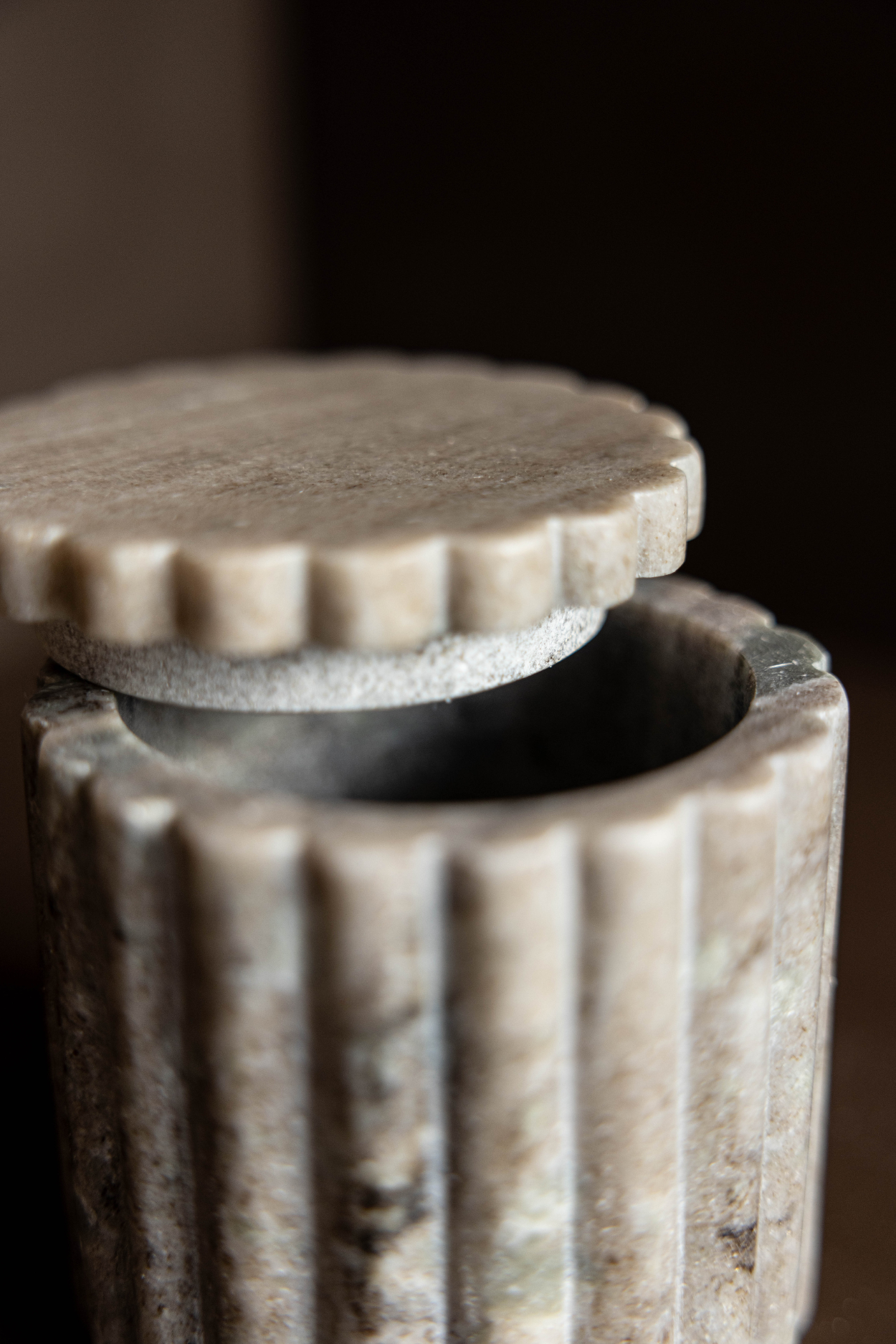 Beige Marble Fluted Jar | By Luxe B Co.