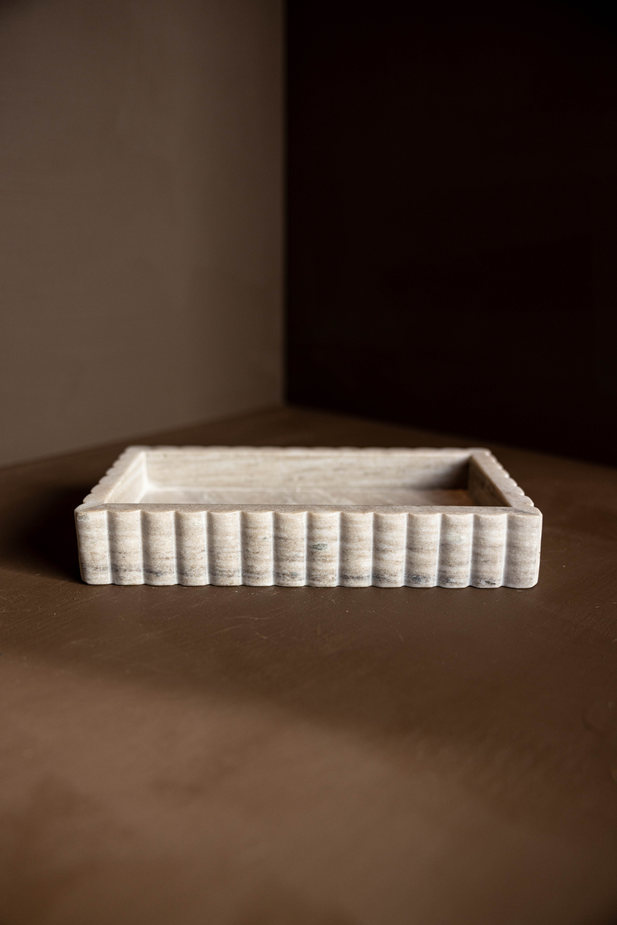 Beige Scalloped Marble Bridge Tray | By Luxe B Co.