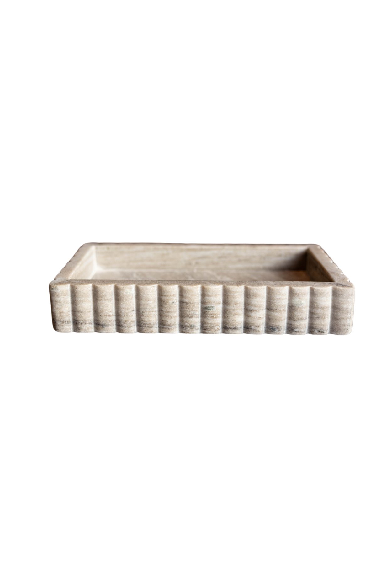 Beige Scalloped Marble Bridge Tray | By Luxe B Co.