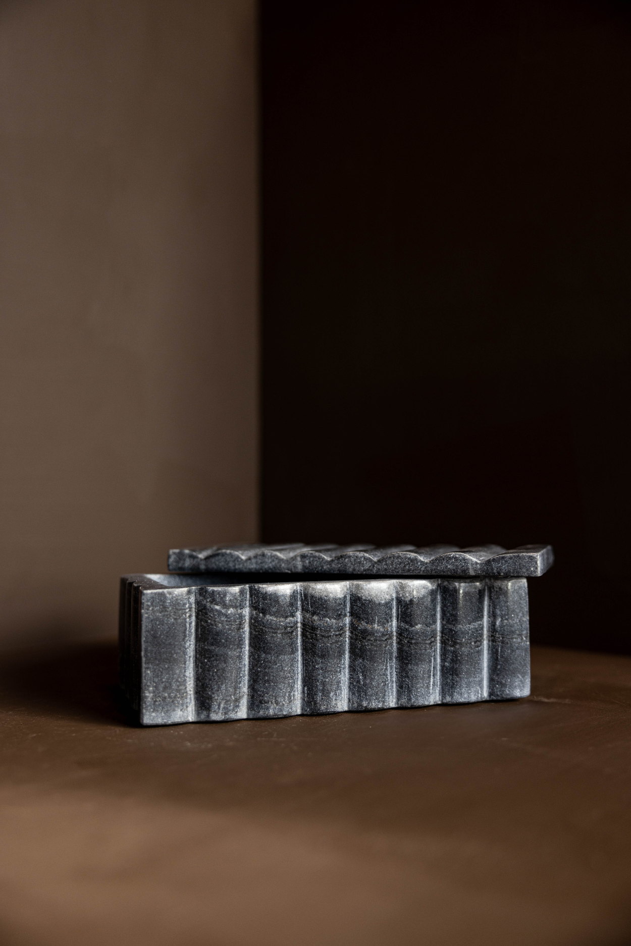 Black Marble Fluted Box