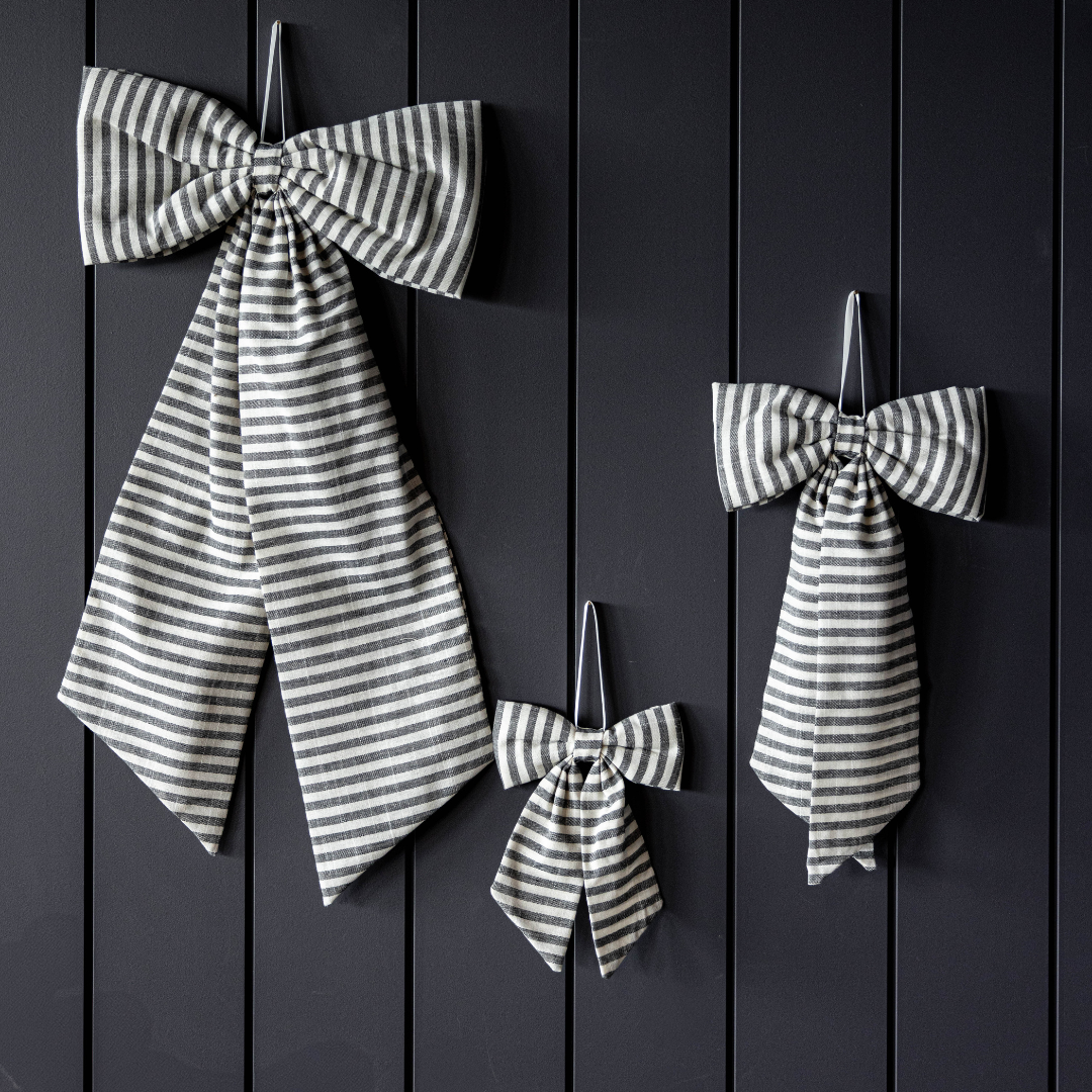 Striped Dark Charcoal Fabric Bows