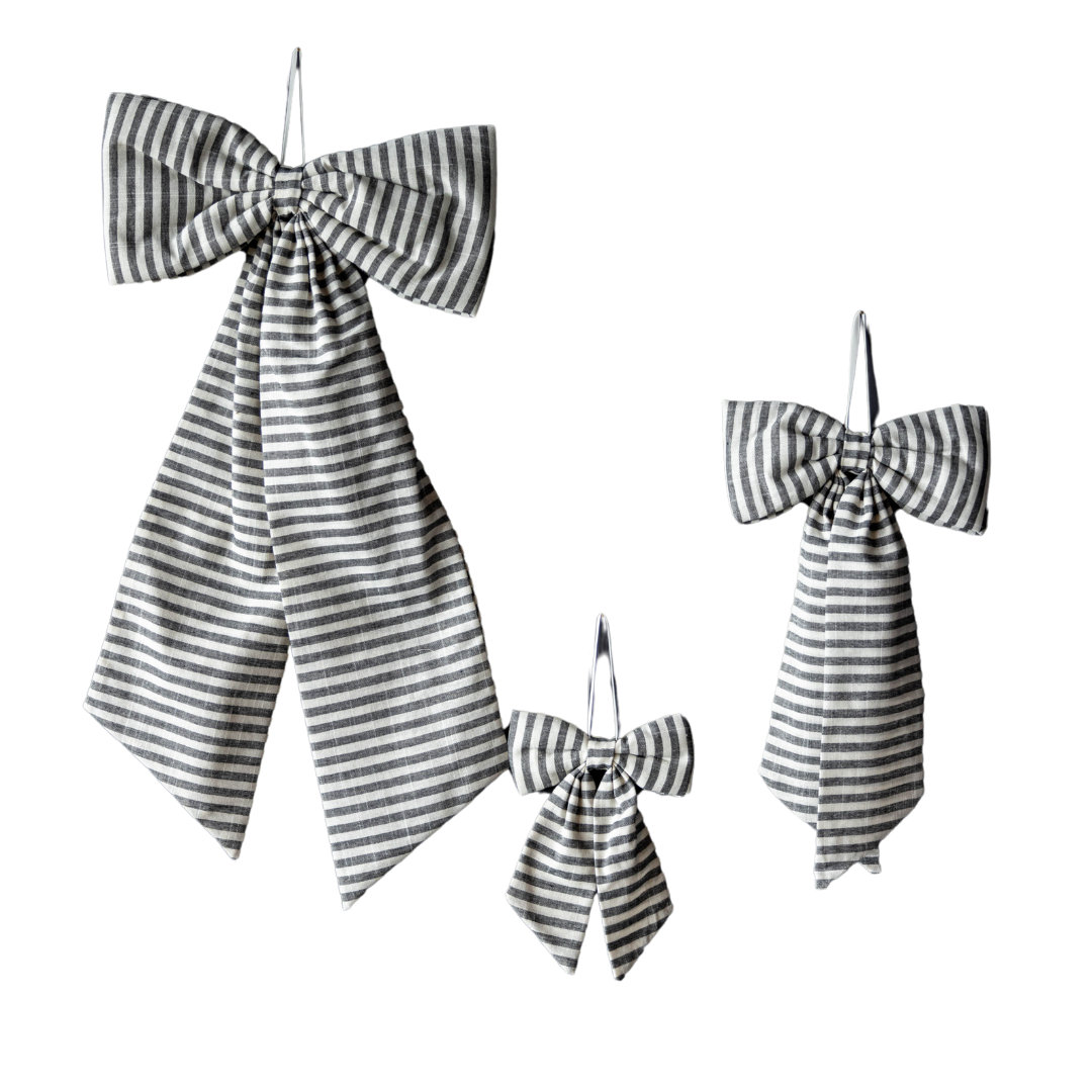 Striped Dark Charcoal Fabric Bows
