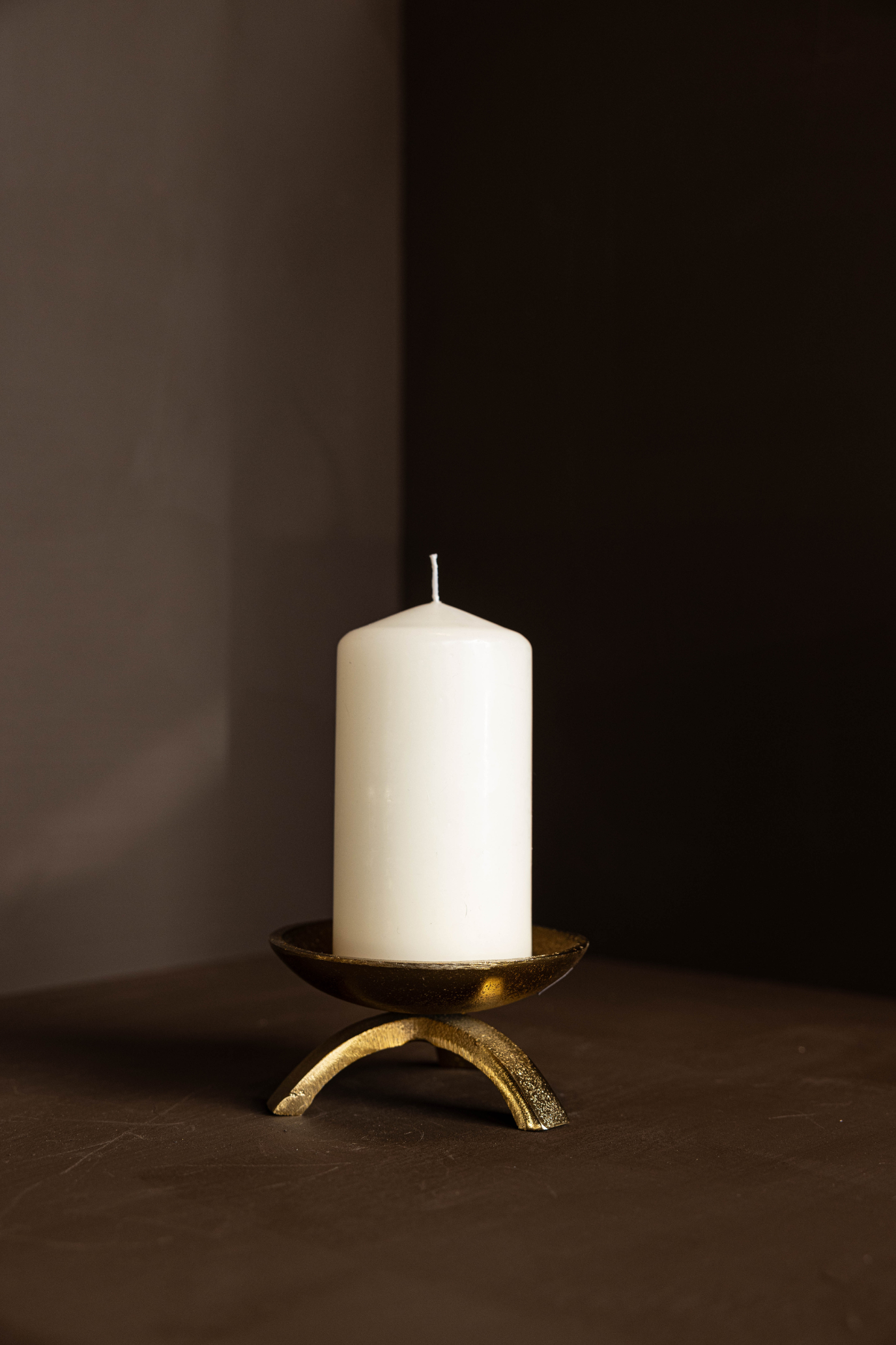 Brass Tripod Pillar Candle Holder | By Luxe B Co.