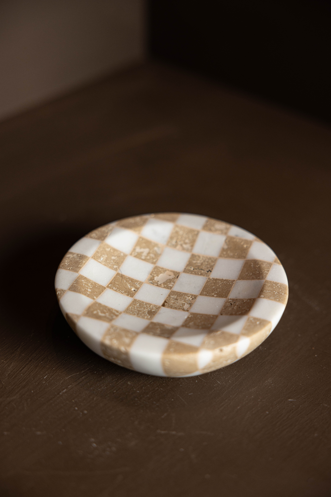 Checkered Travertine & Marble Soap Dish | By Luxe B Co.