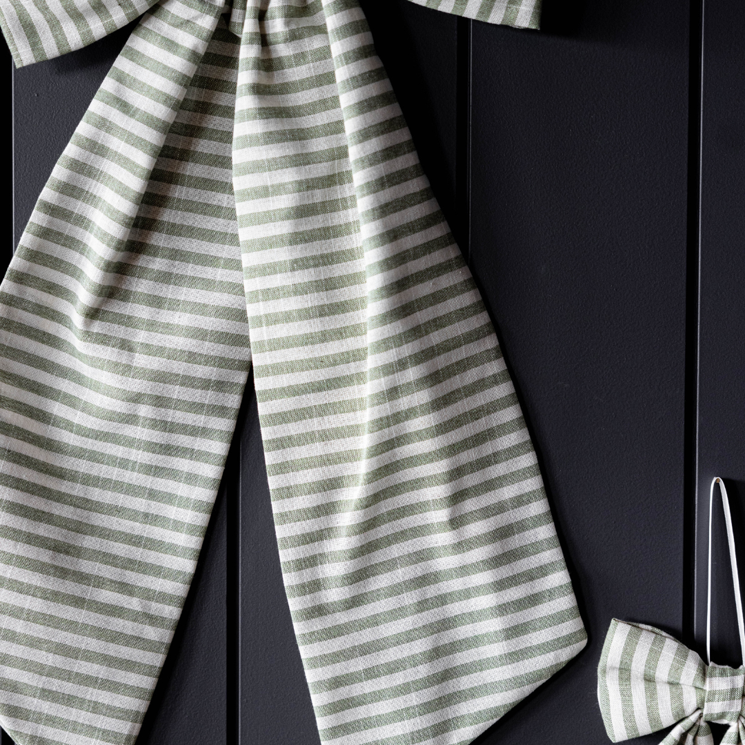 Striped Light Green Fabric Bows