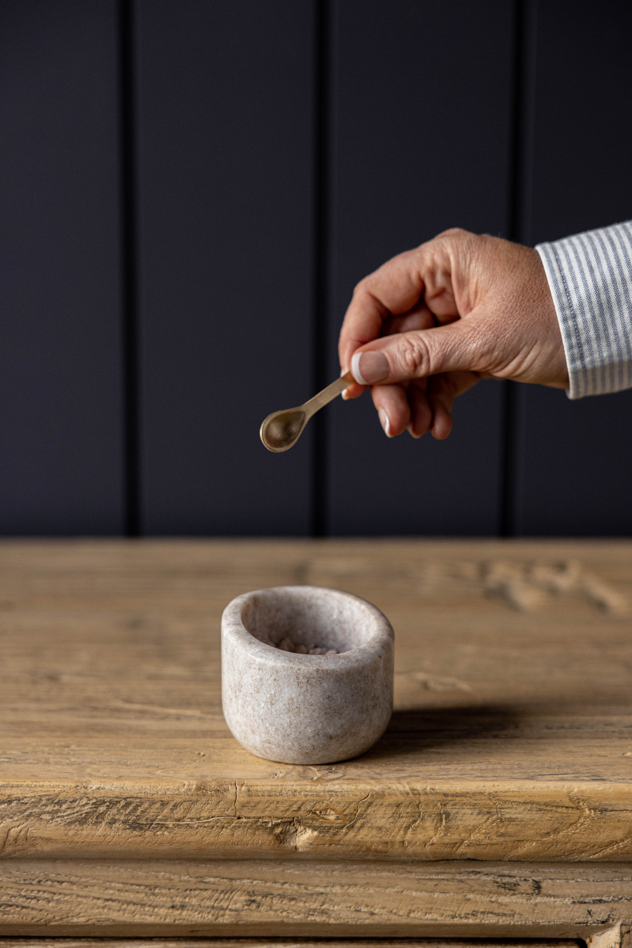 Salt Cellar With Brass Spoon | By Luxe B Co.