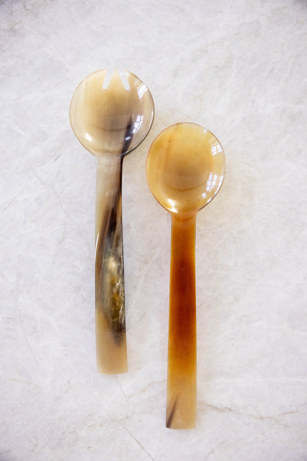 Hand Cut Horn Salad Servers - Luxe B Co