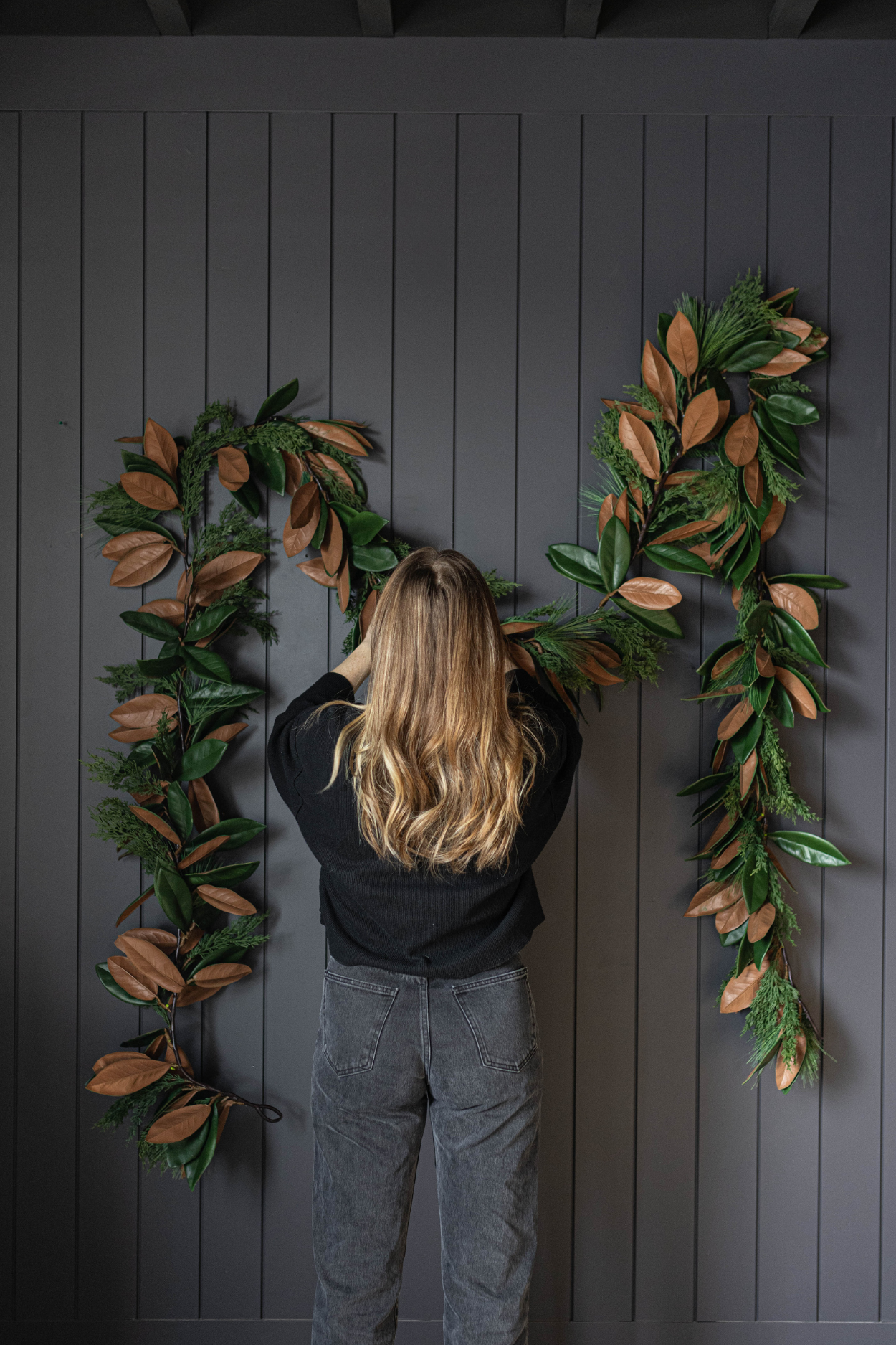 Magnolia Norfolk Cypress Mixed Real Touch Garland - 15 Ft | By Luxe B Co.