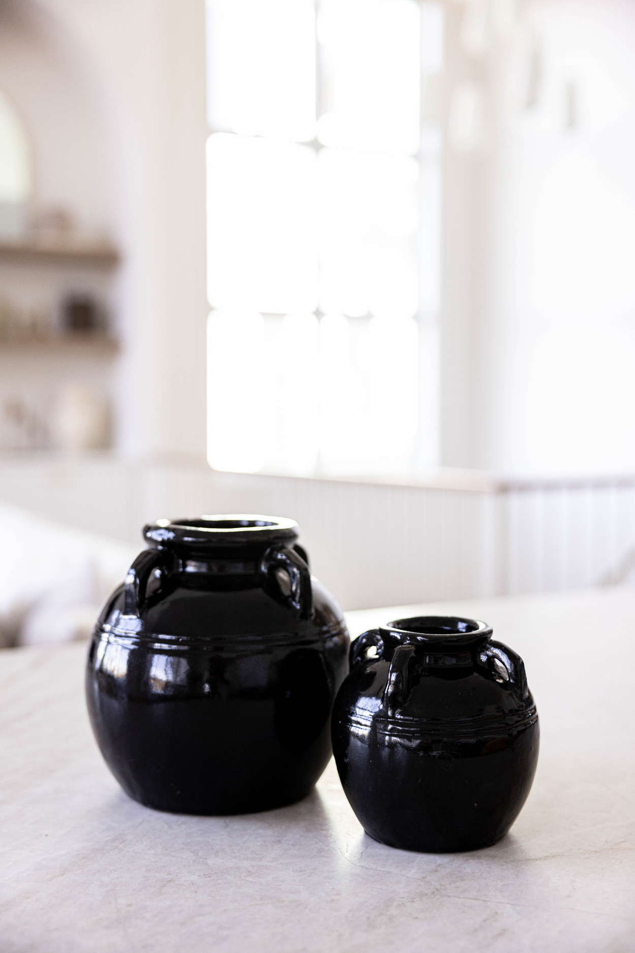 Mercier Glazed Black Vase Small | By Luxe B Co.