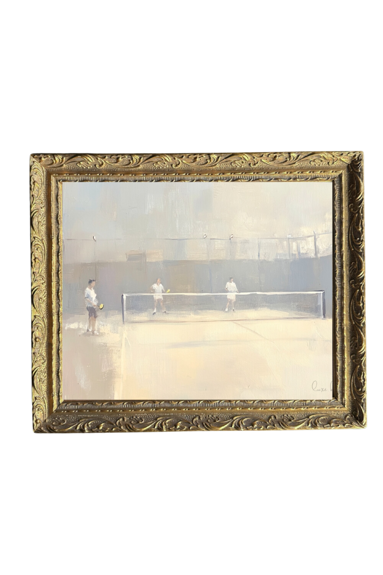 Muted Tennis Match | French Brass Gold Mould Framed Art | By Luxe B Co.