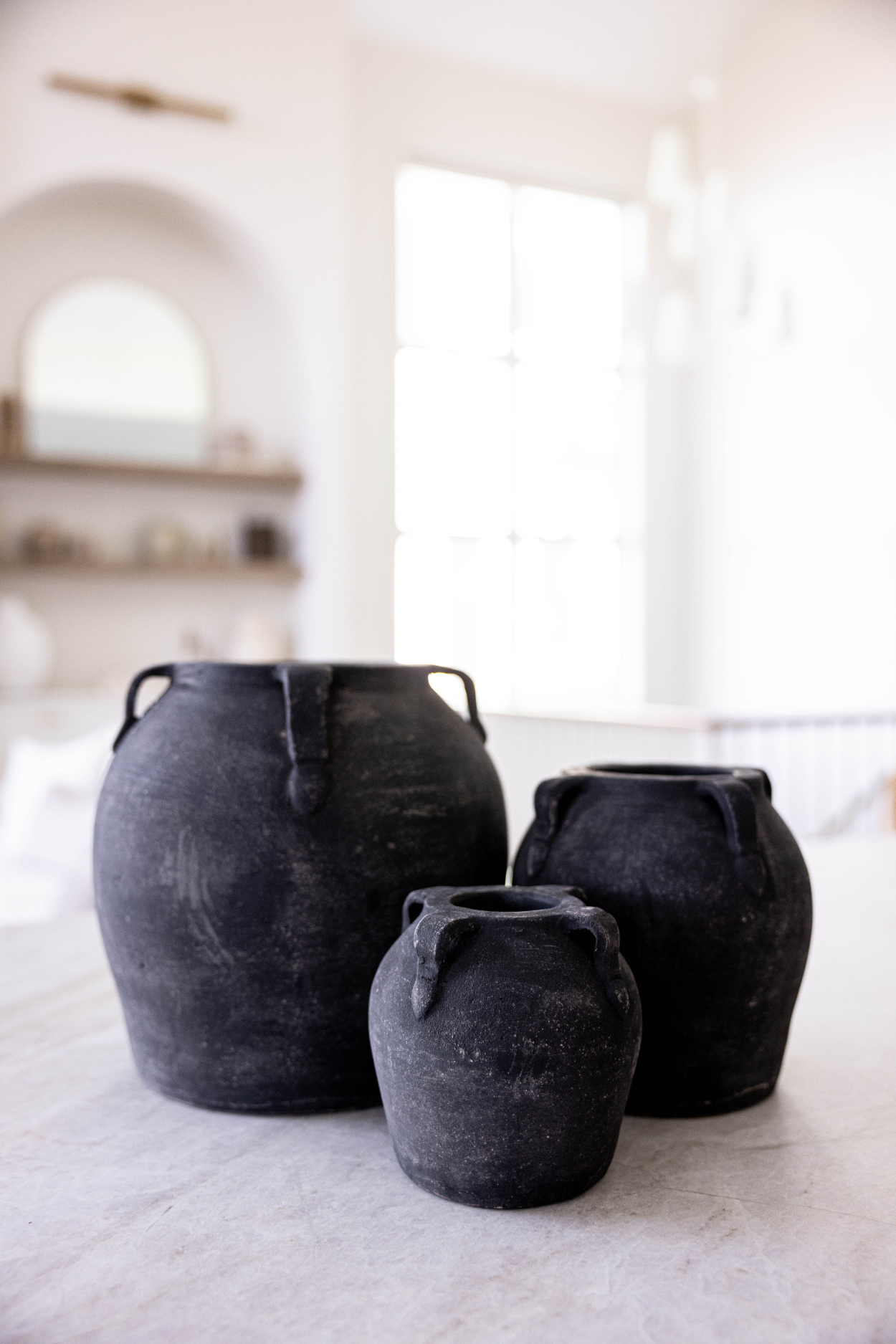 Noir Black Wash Pot With Handles | By Luxe B Co.