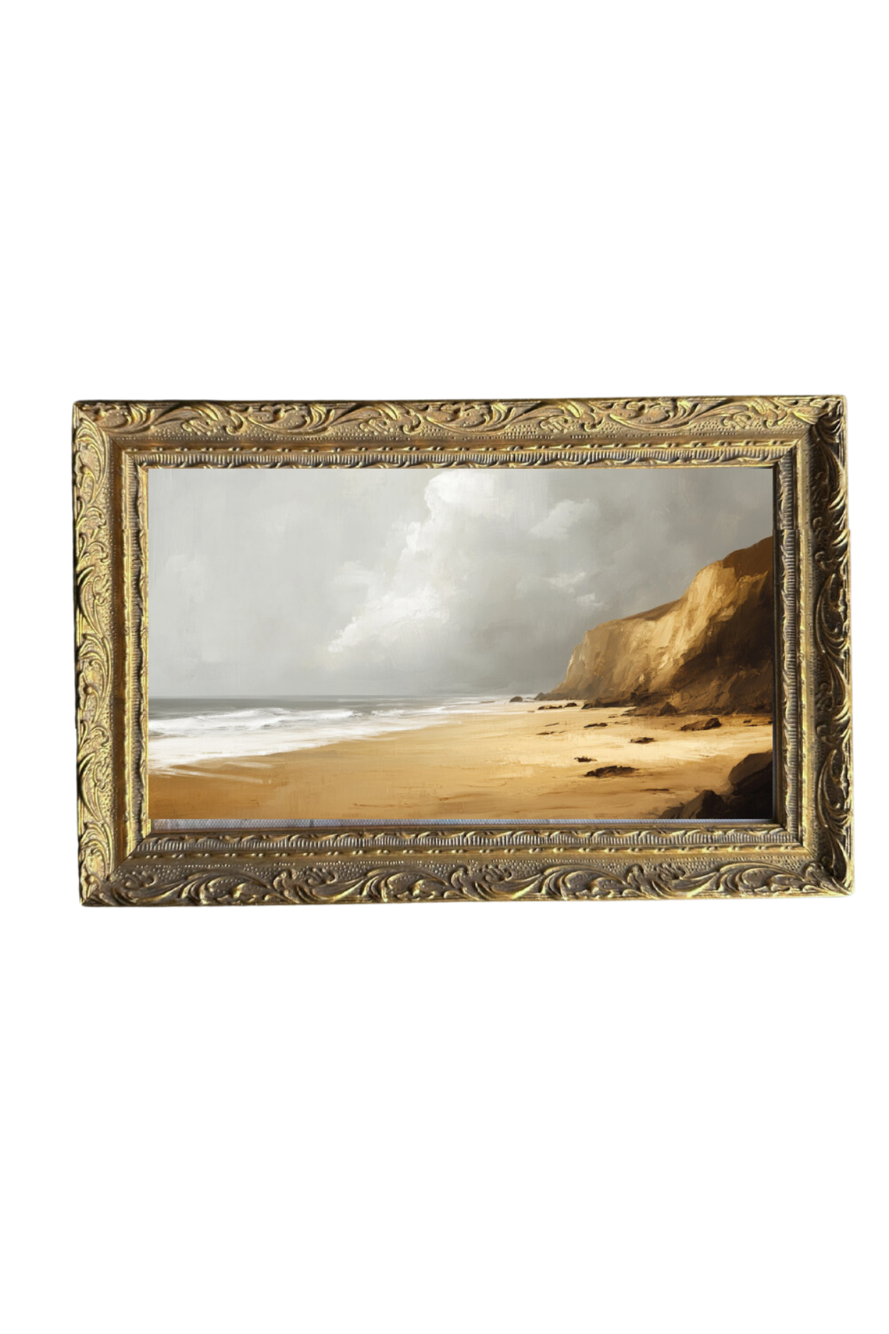 Oceanside Cliff | French Brass Gold Mould Framed Art | By Luxe B Co. 