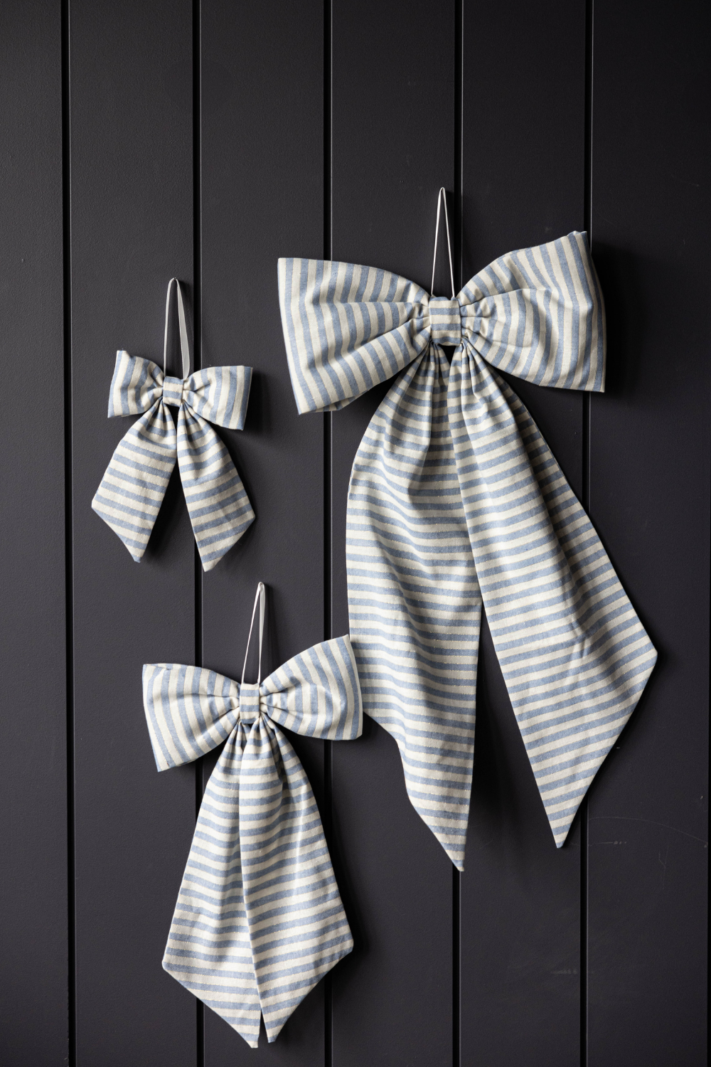 Striped Baby Blue Fabric Bows | By Luxe B Co.