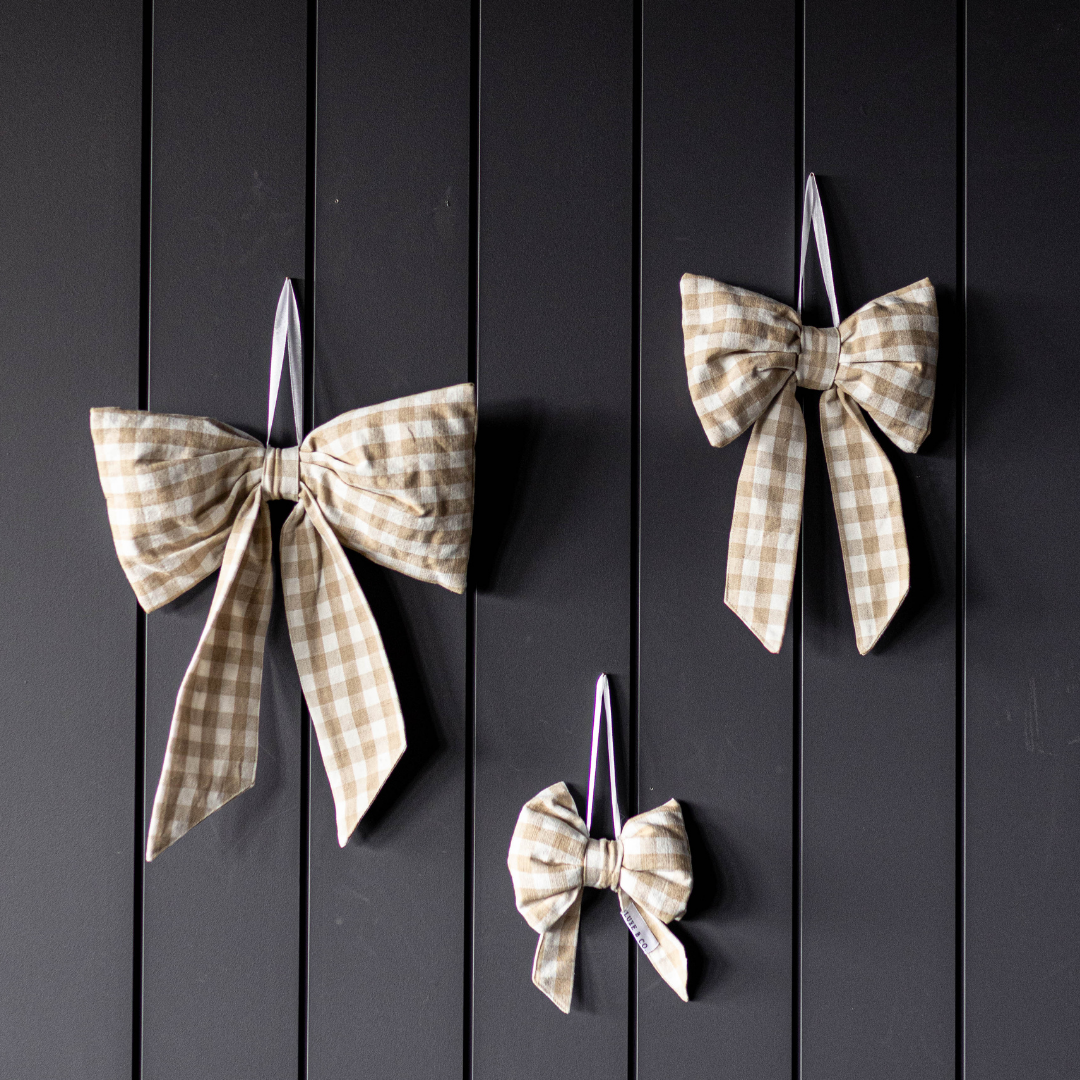 Beige Gingham Bows
