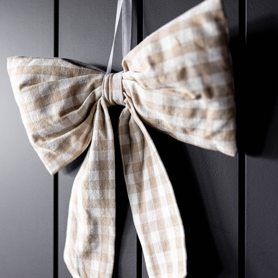 Beige Gingham Bows