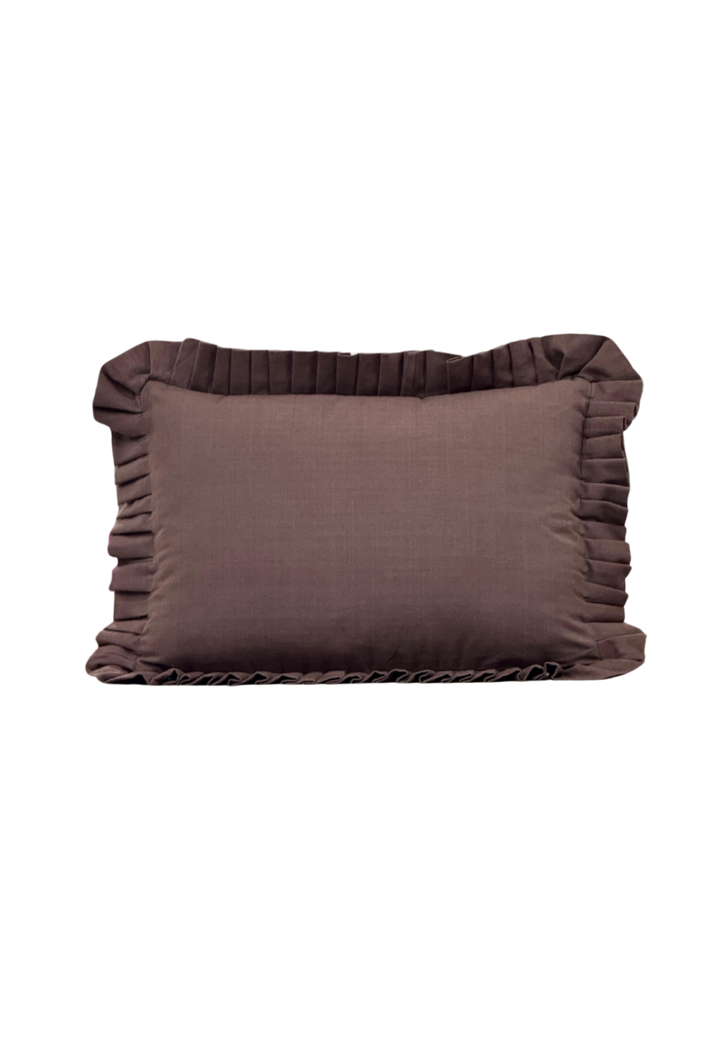 Ruffle Lumbar Pillow Cover Brown