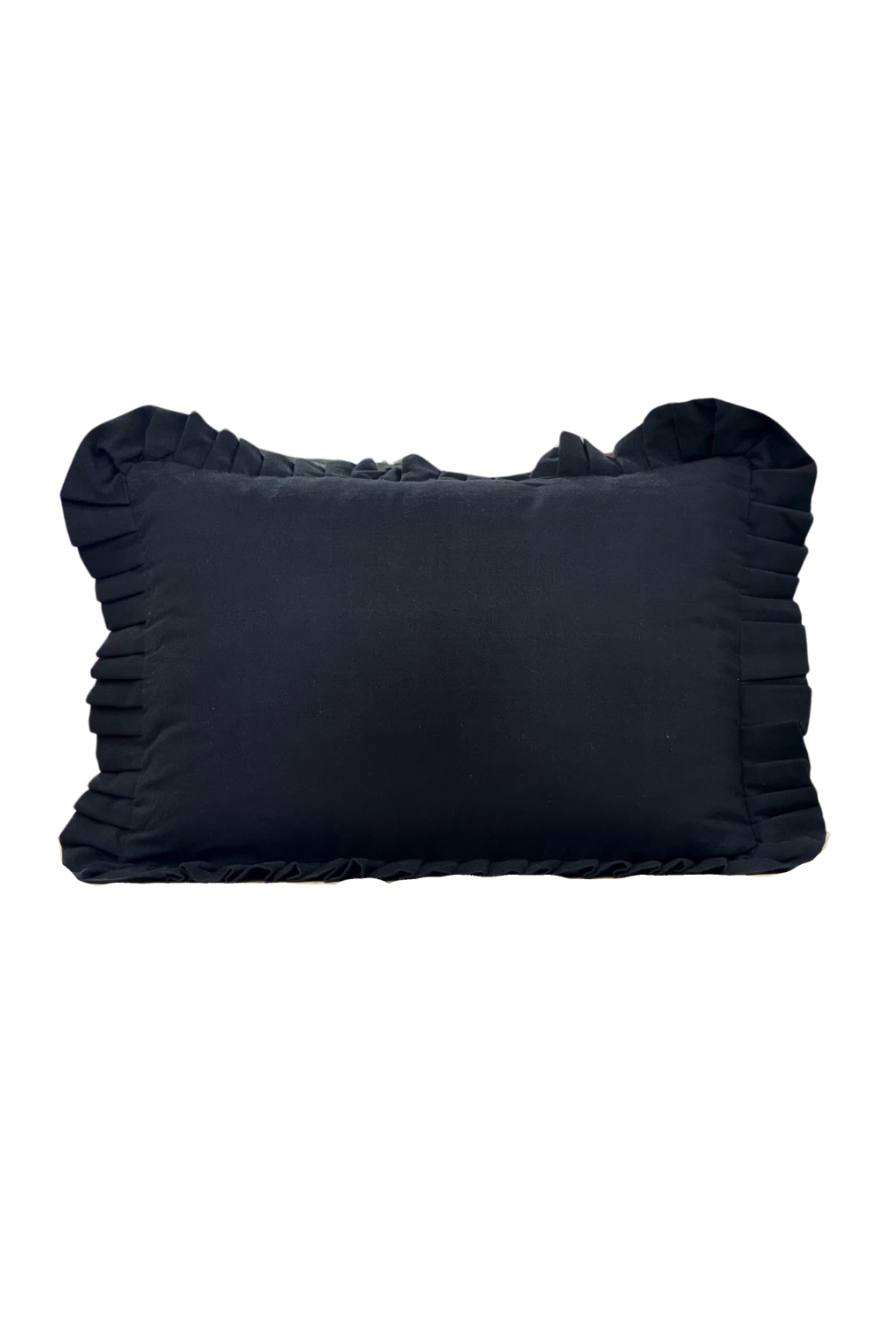 Ruffle Lumbar Pillow Cover Black