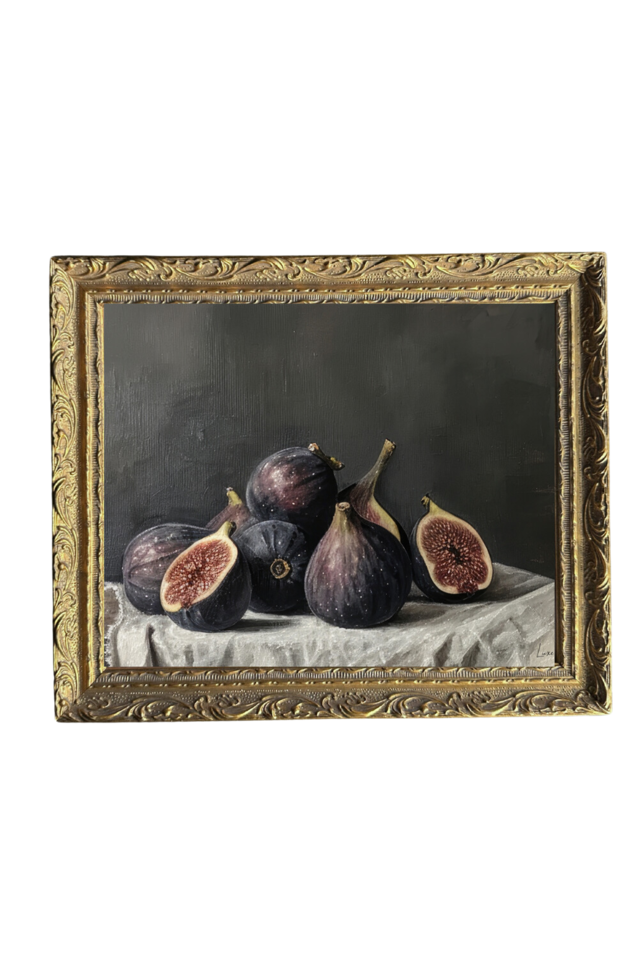 Seasonal Fig | French Brass Gold Mould Framed Art | By Luxe B Co.