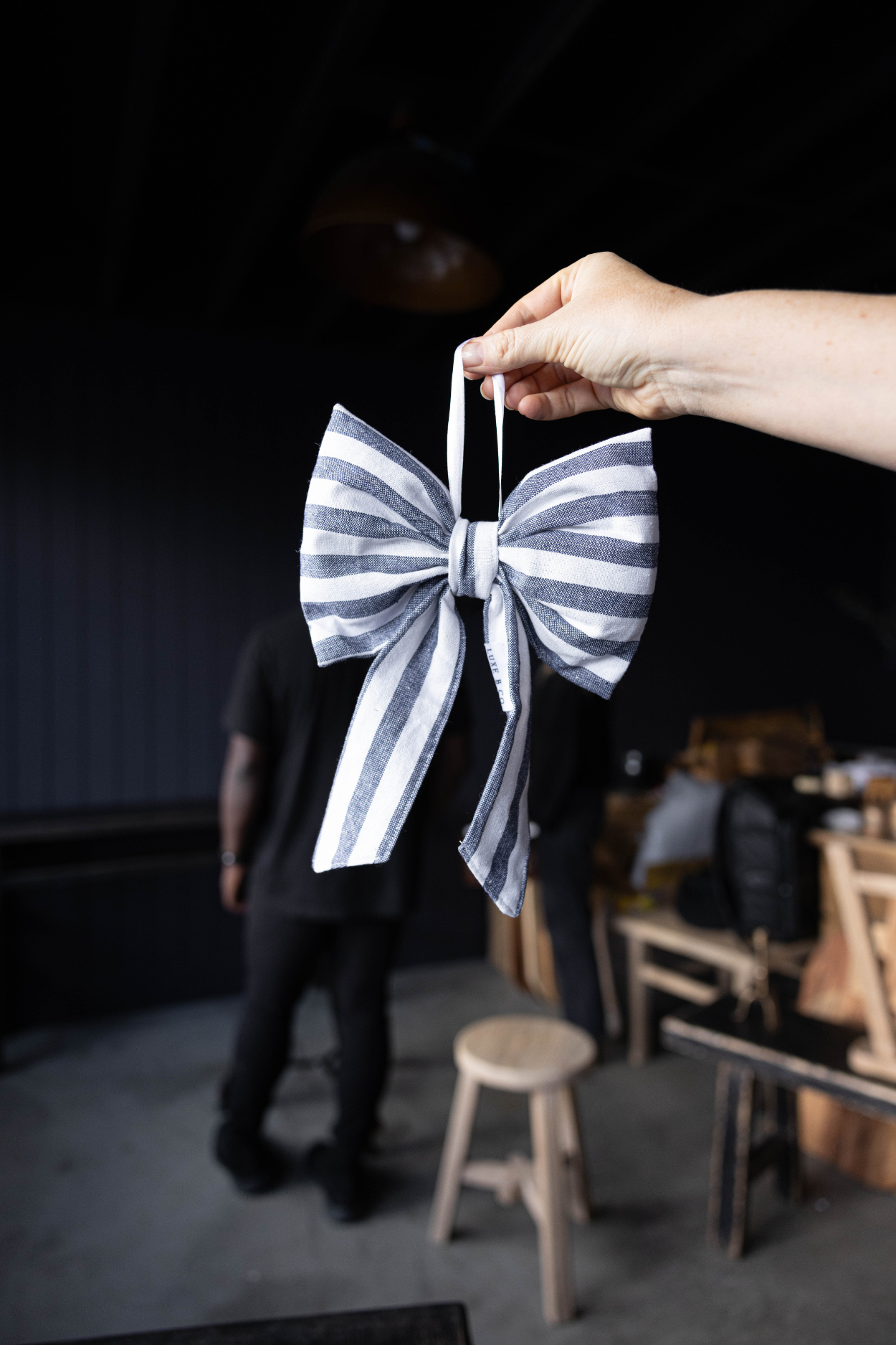 Striped Blue Fabric Bows | By Luxe B Co.